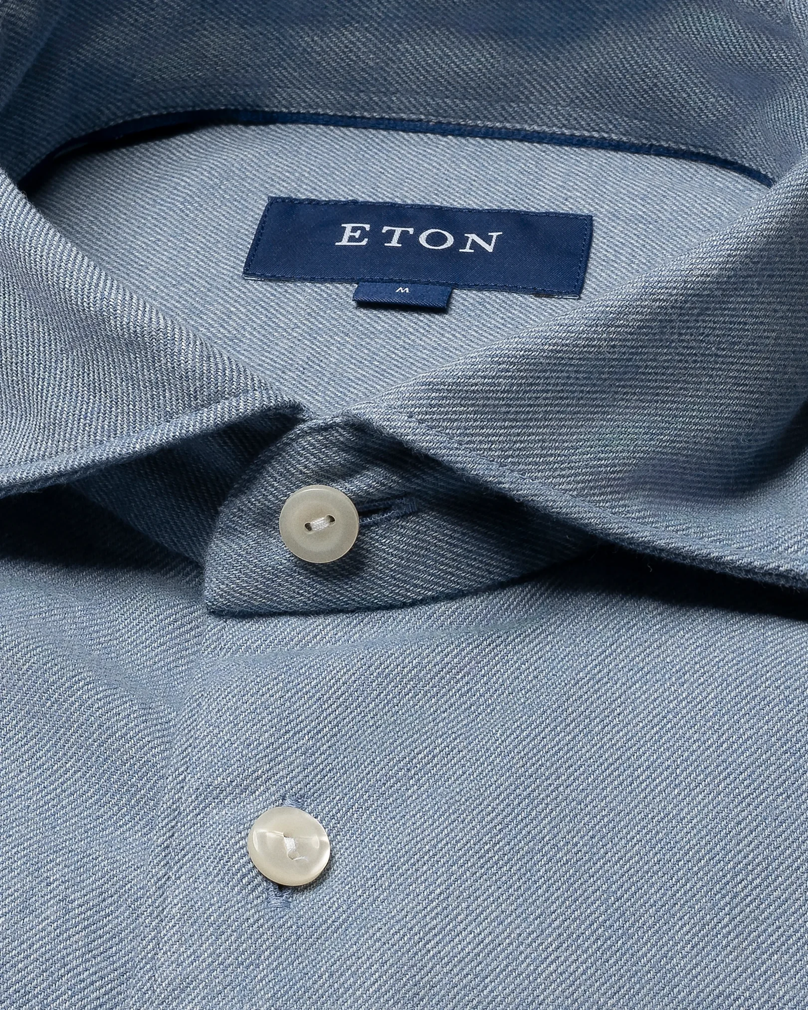 Eton - mid blue flannel shirt