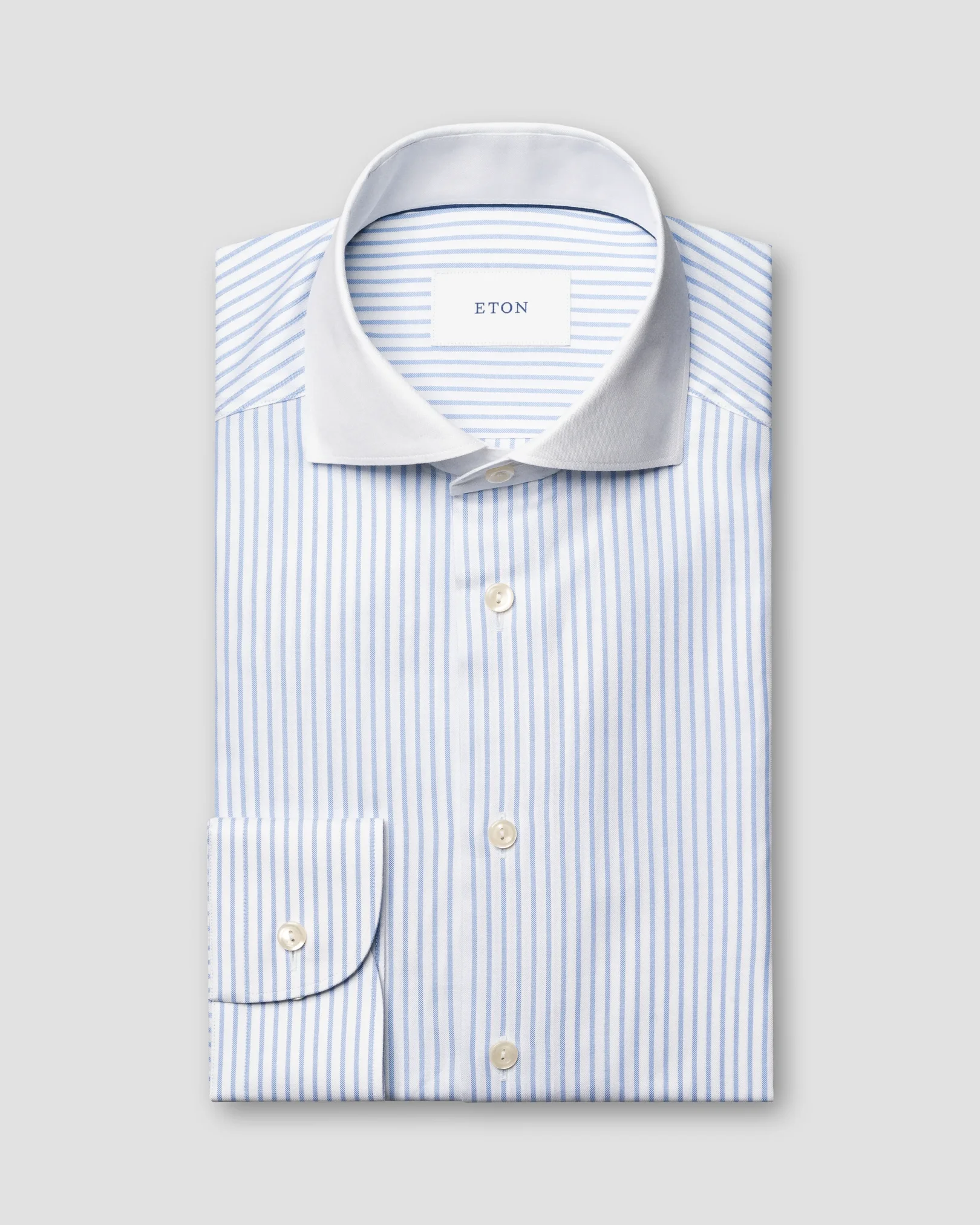 Eton - blue striped signature oxford shirt wide spread 266