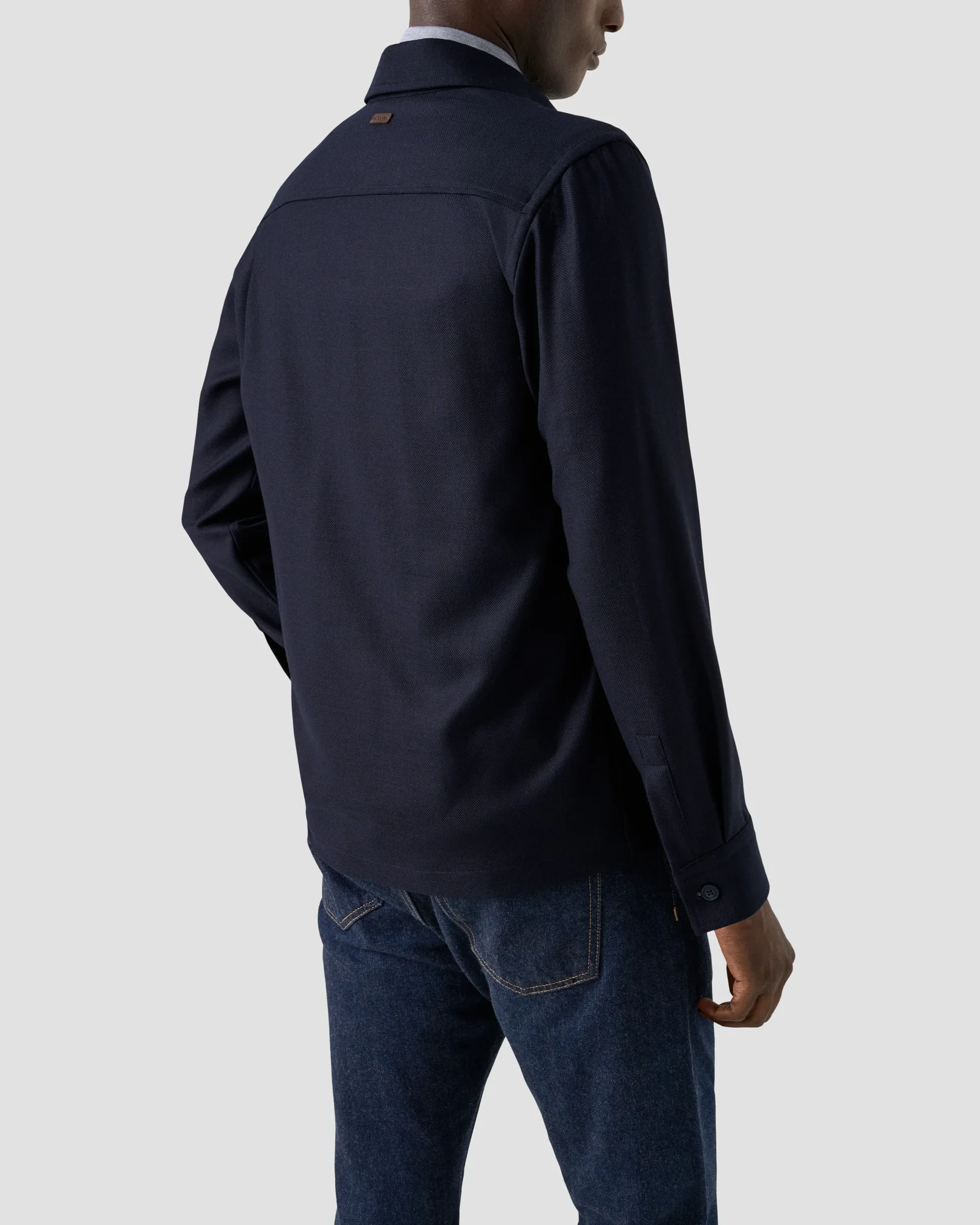 Eton - navy blue four pocket wool cashmere overshirt 258