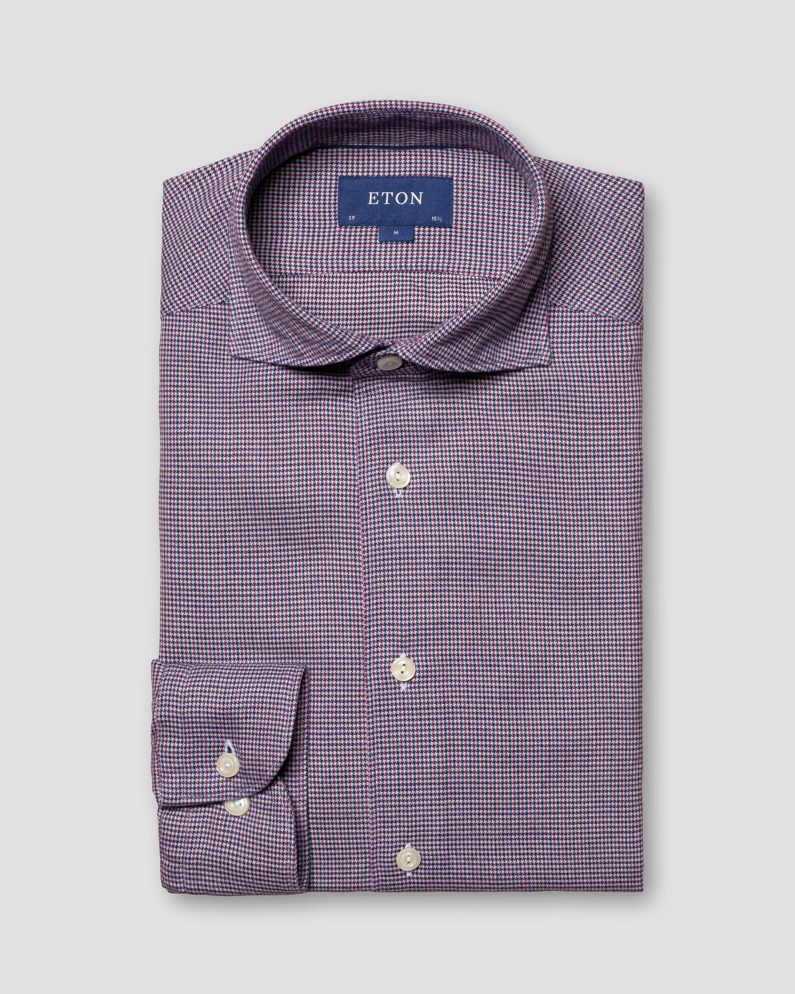 Eton - red cotton tencel wide spread single rounded slim soft