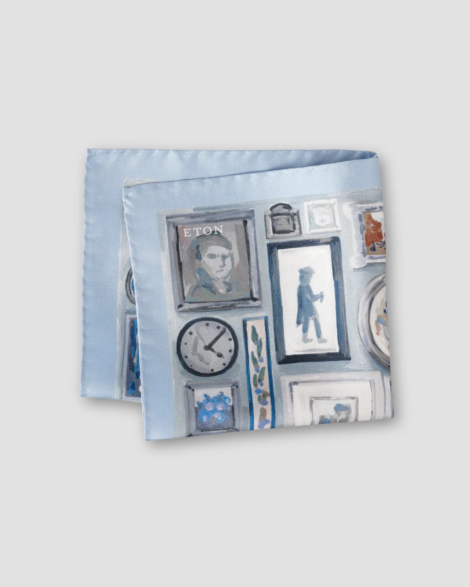Eton - blue portrait silk twill pocket square