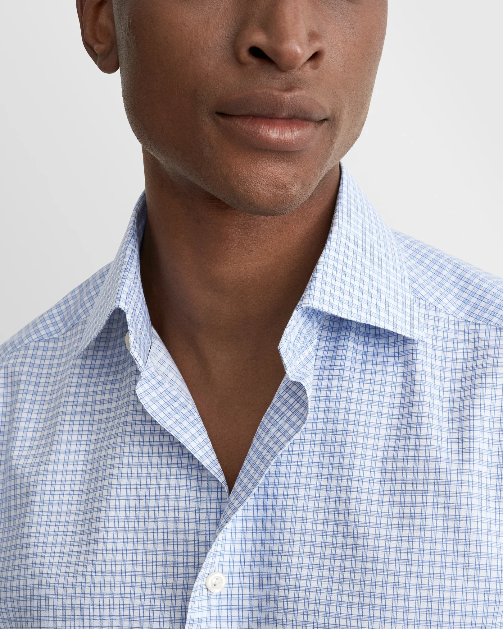 Eton - mid blue check signature twill shirt 263