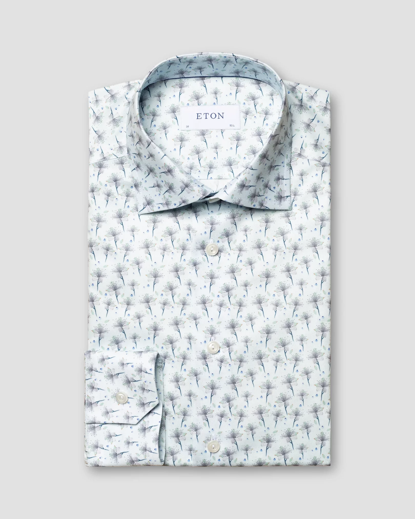 677 White Blue Floral Short Sleeve Shirt, Gustin