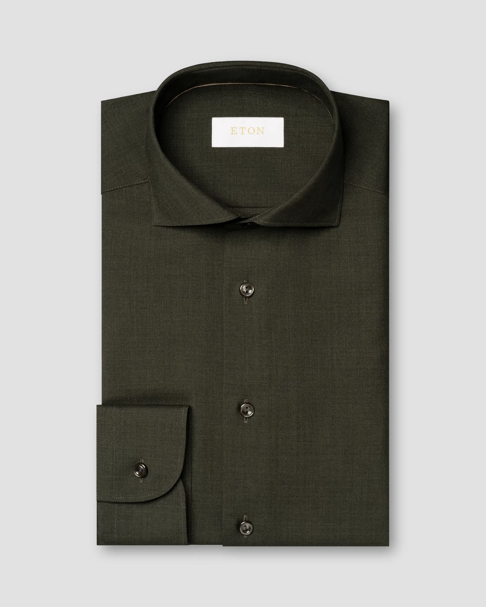 Eton - dark green wide spread merino shirt