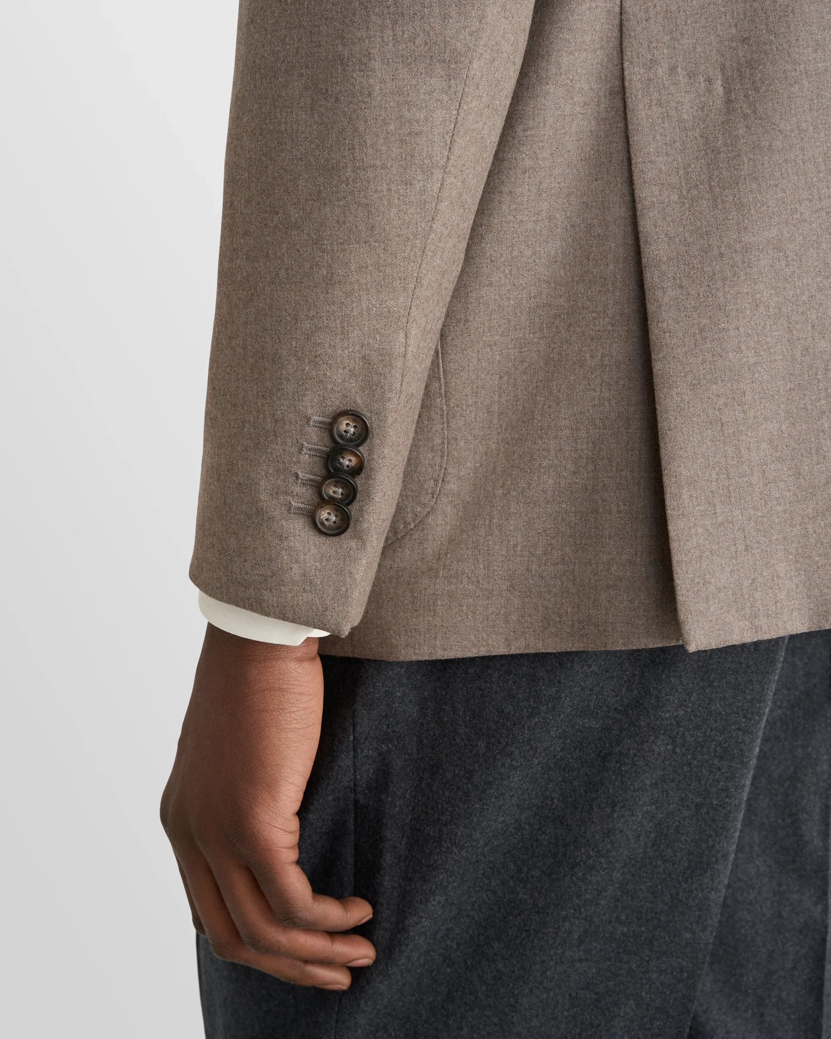 Eton - wool flannel soft jacket beige wool flannel soft jacket