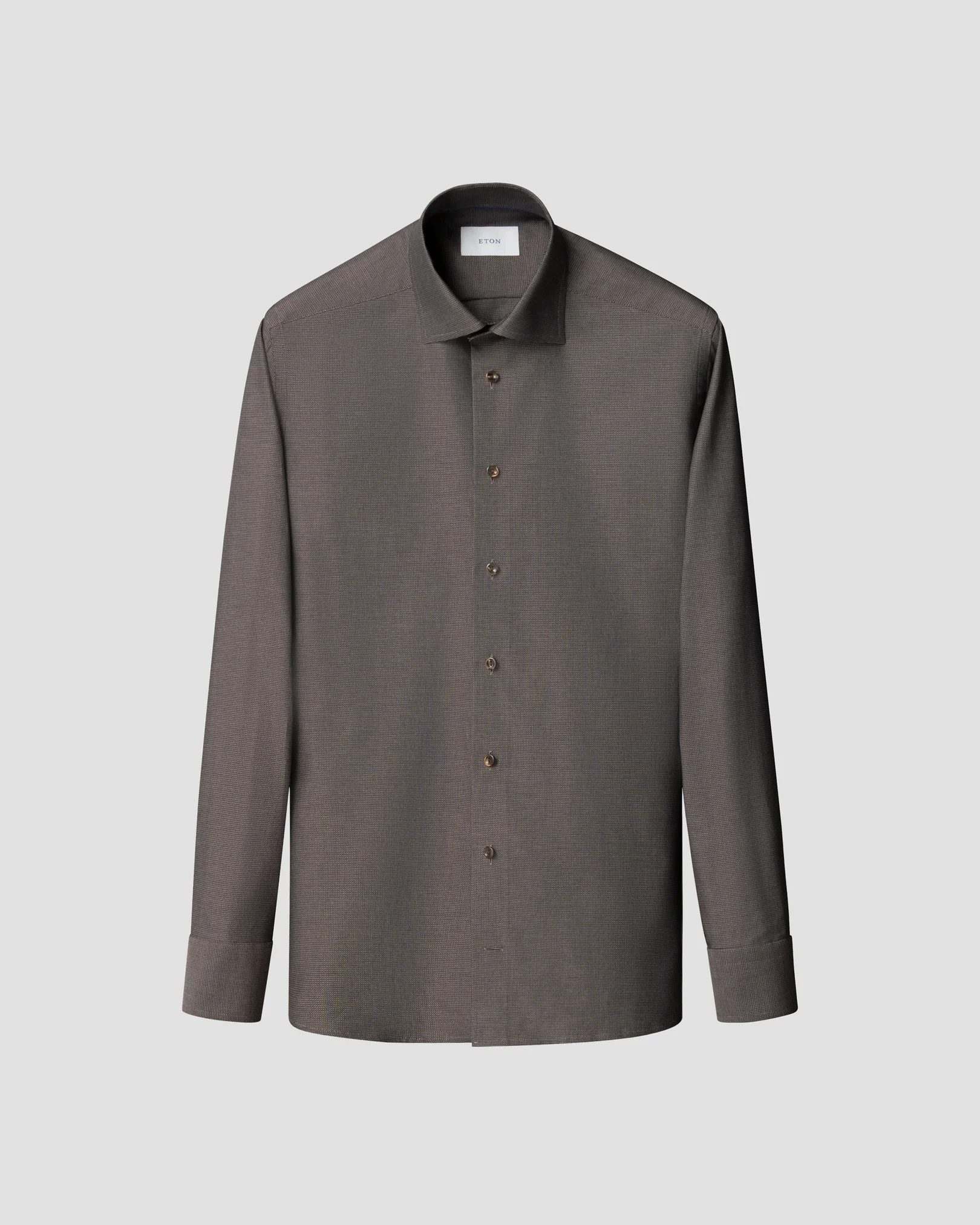 Eton - dark brown semi solid royal oxford shirt