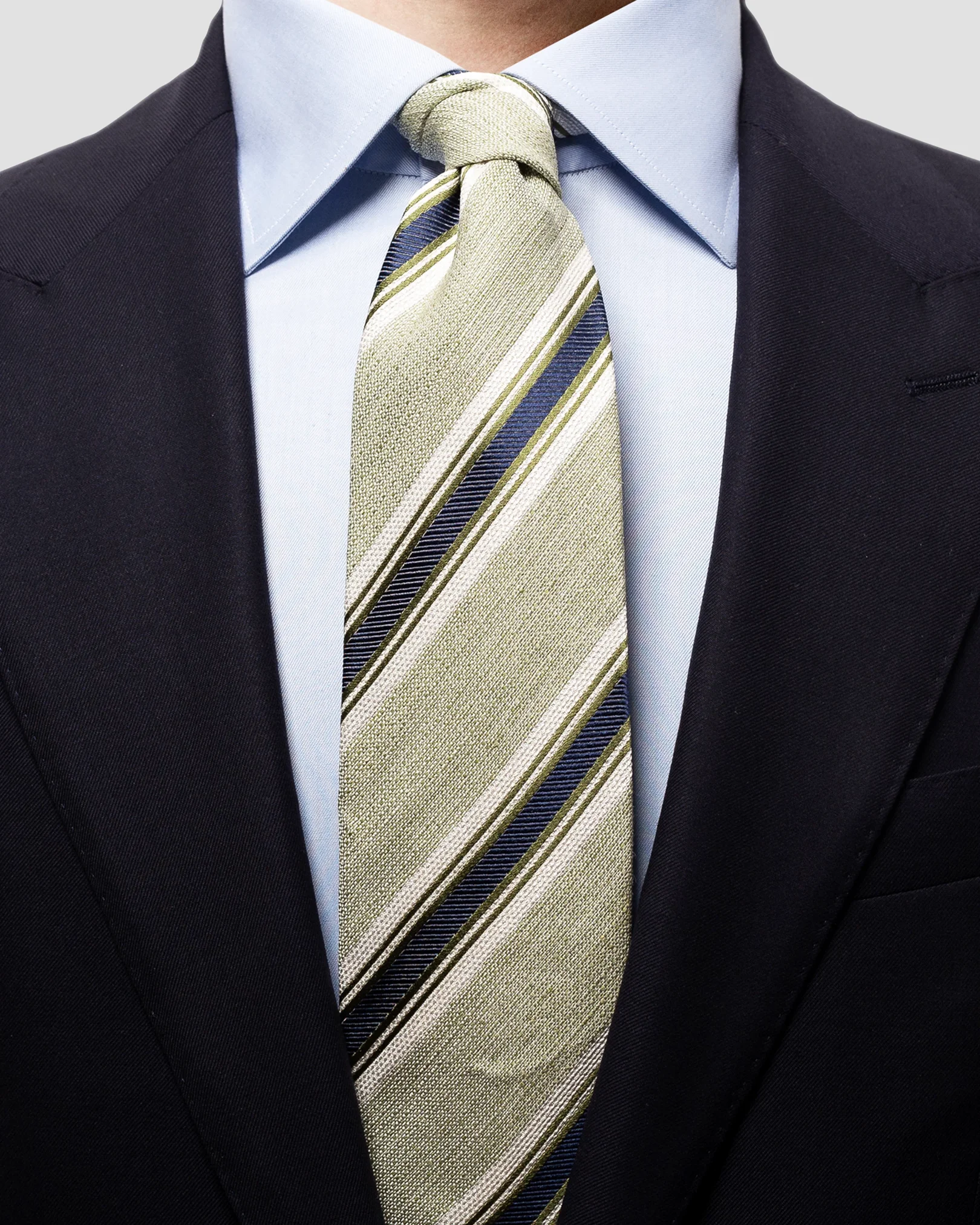 Eton - green striped linen silk tie