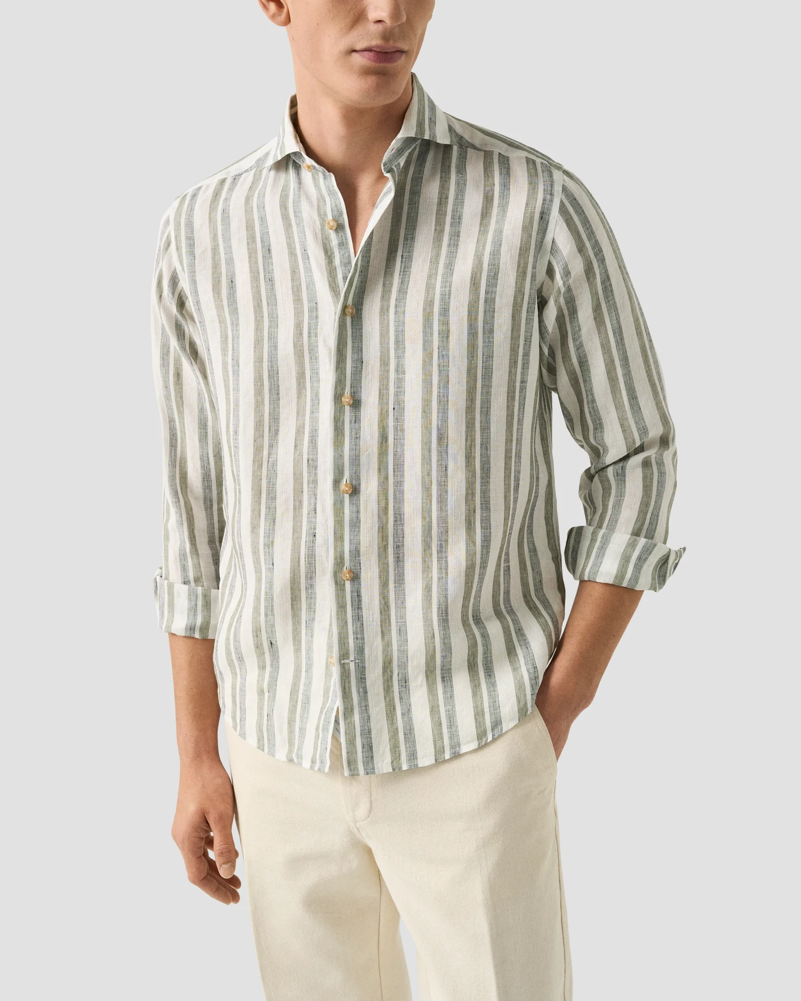 Eton - multi striped linen shirt 261
