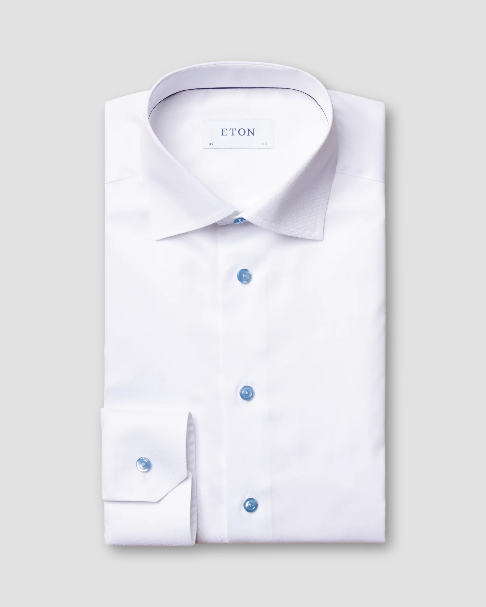 White Signature Twill Shirt – Blue Details