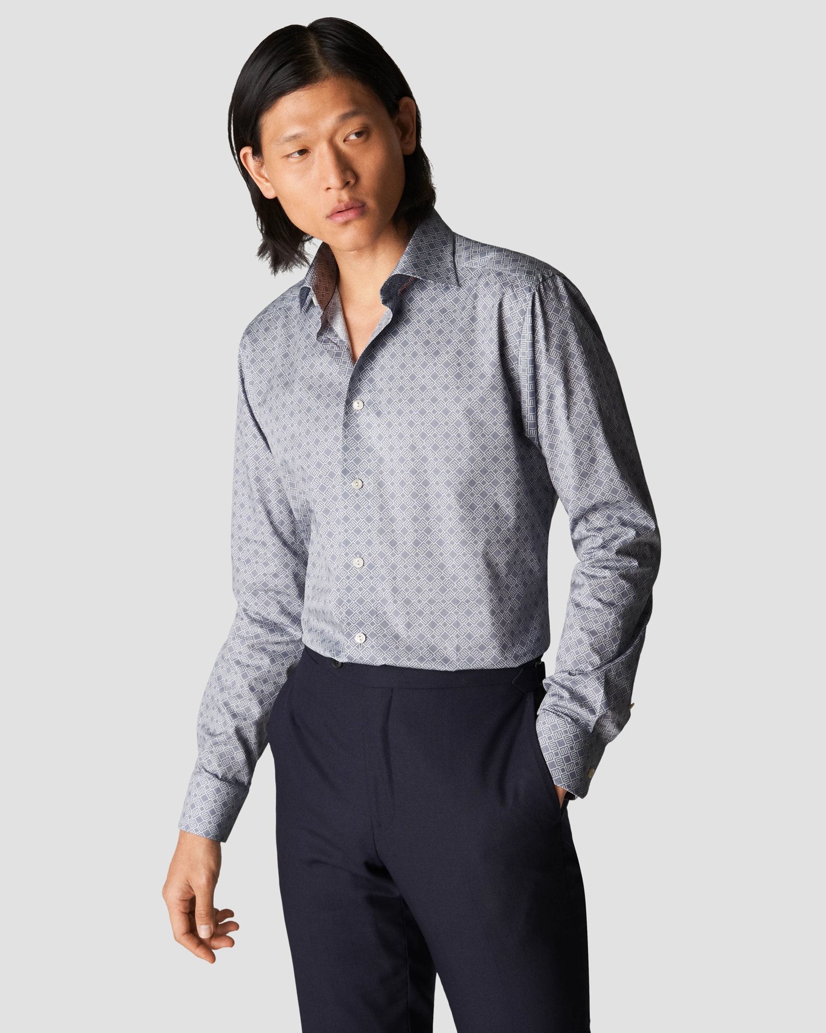 Eton - light blue fine twill cutaway