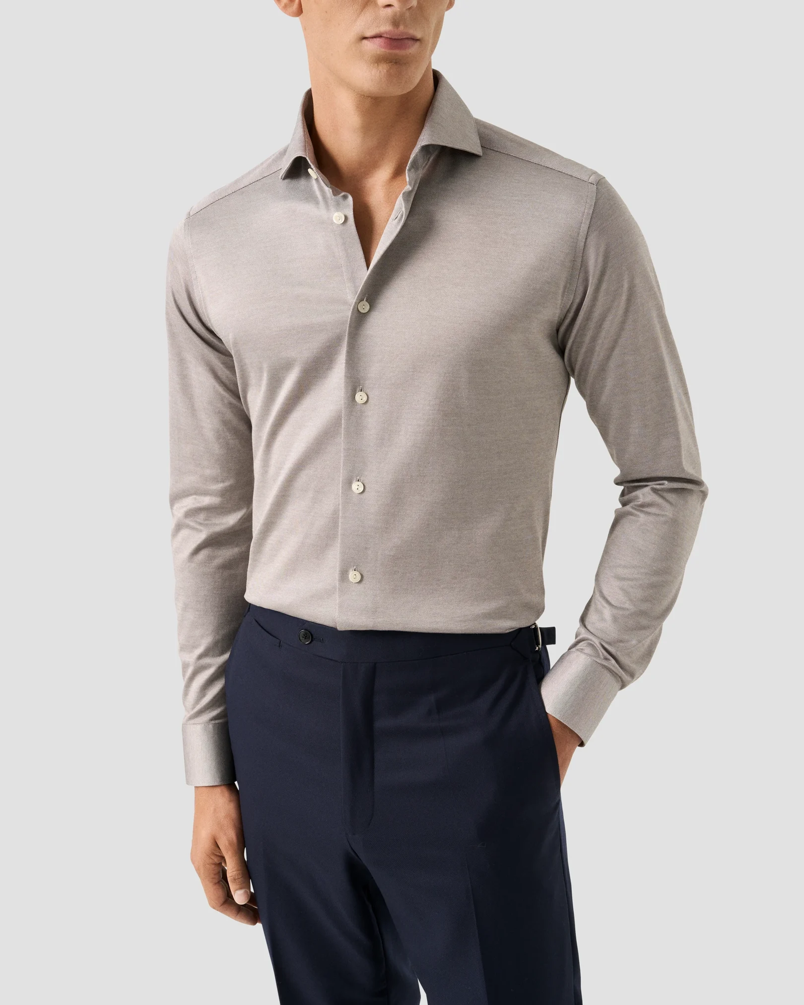 Eton - beige filo di scozia knit shirt