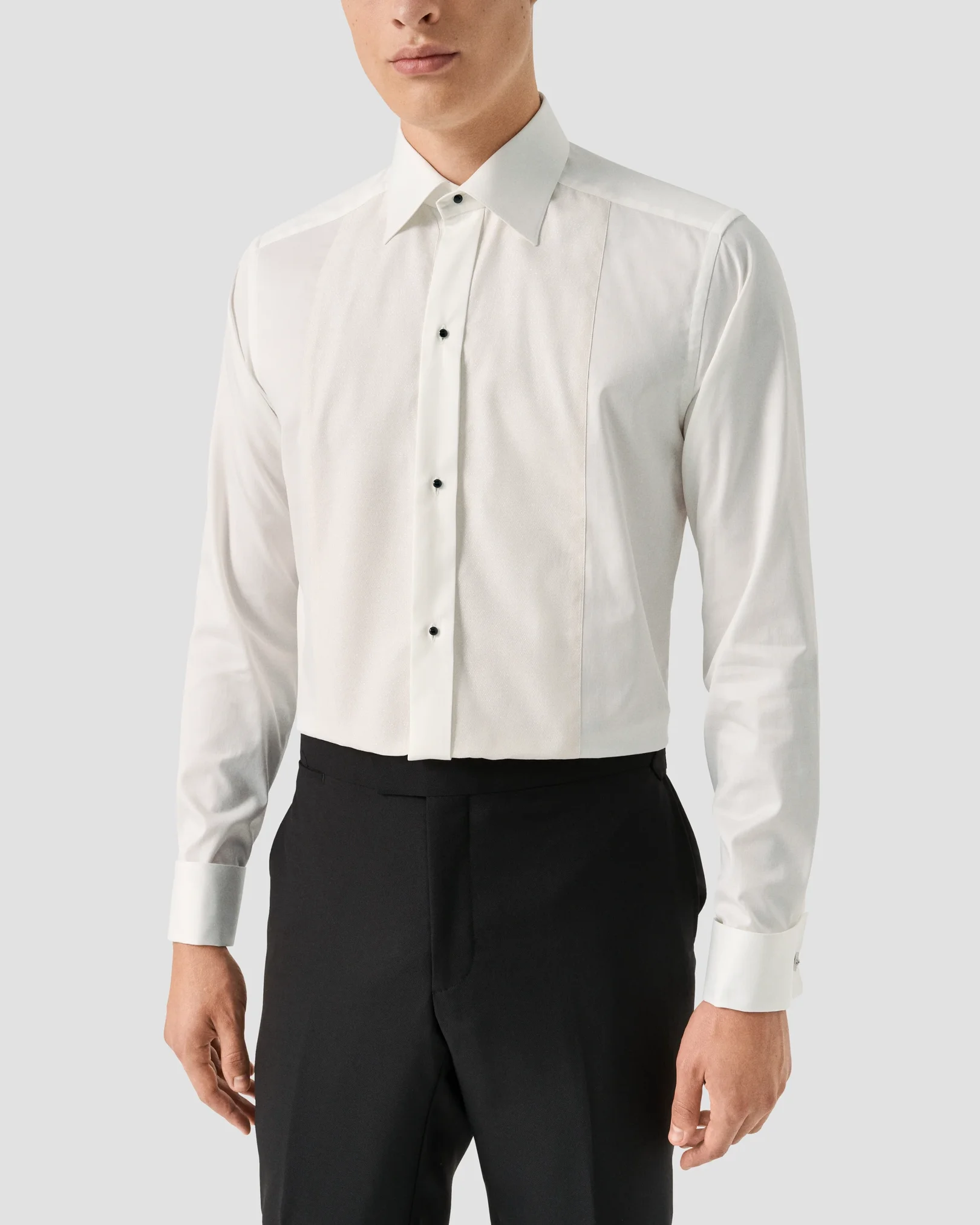 Eton - white lurex bib front shirt