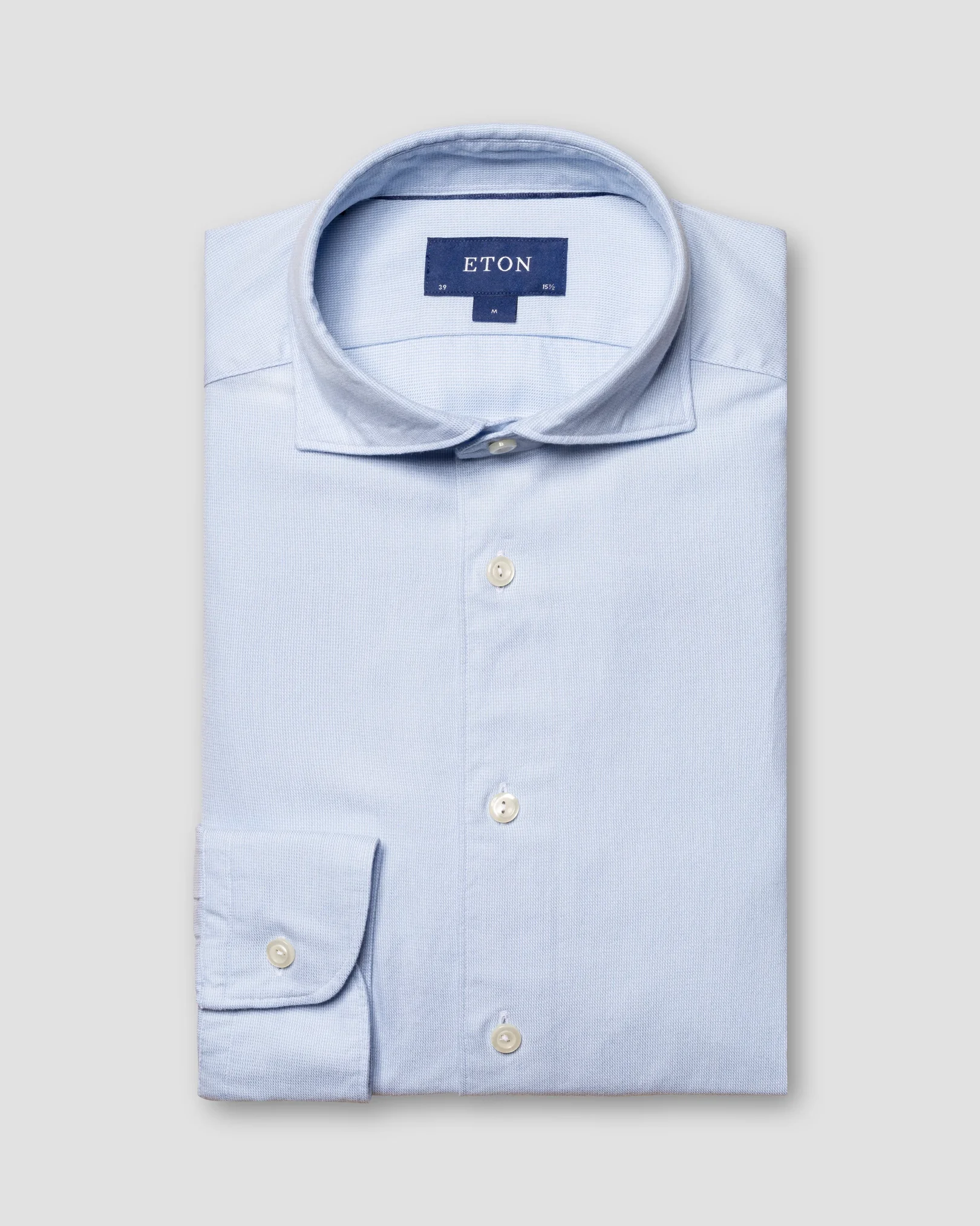 Eton - light blue cotton tencel tm flannel shirt