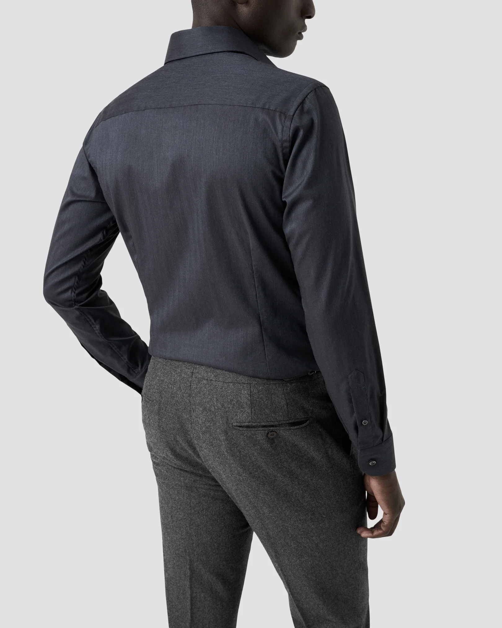 Eton - solid signature flannel shirt wide spread