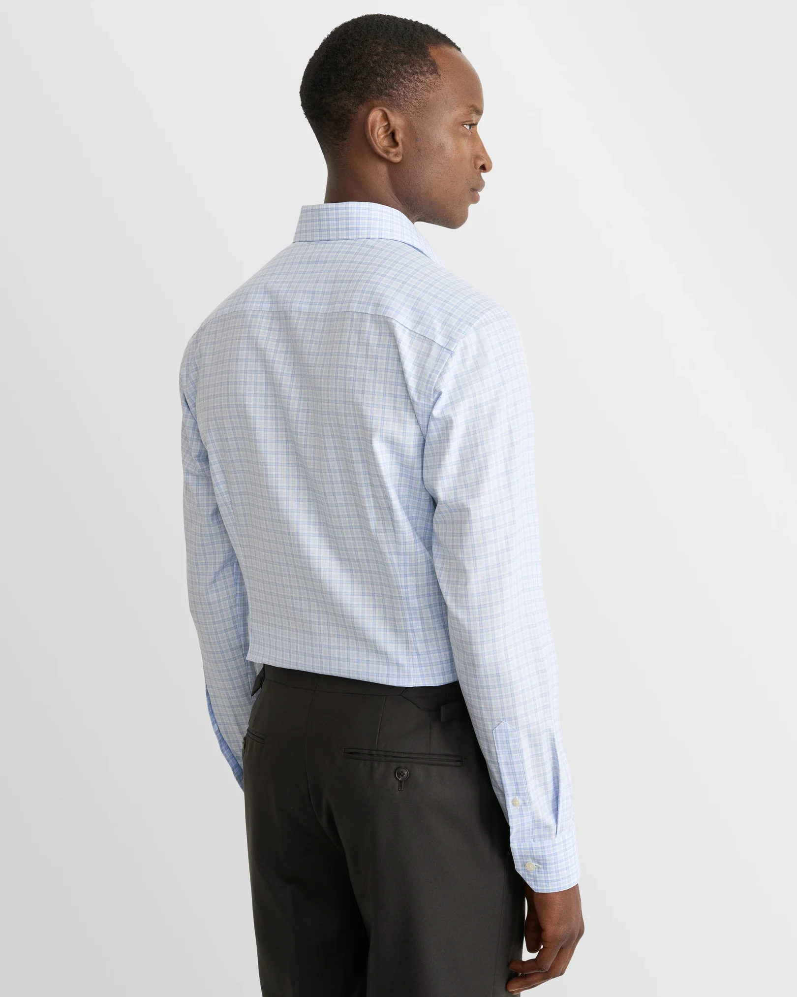 Eton - light blue checked fine twill shirt cut away 268