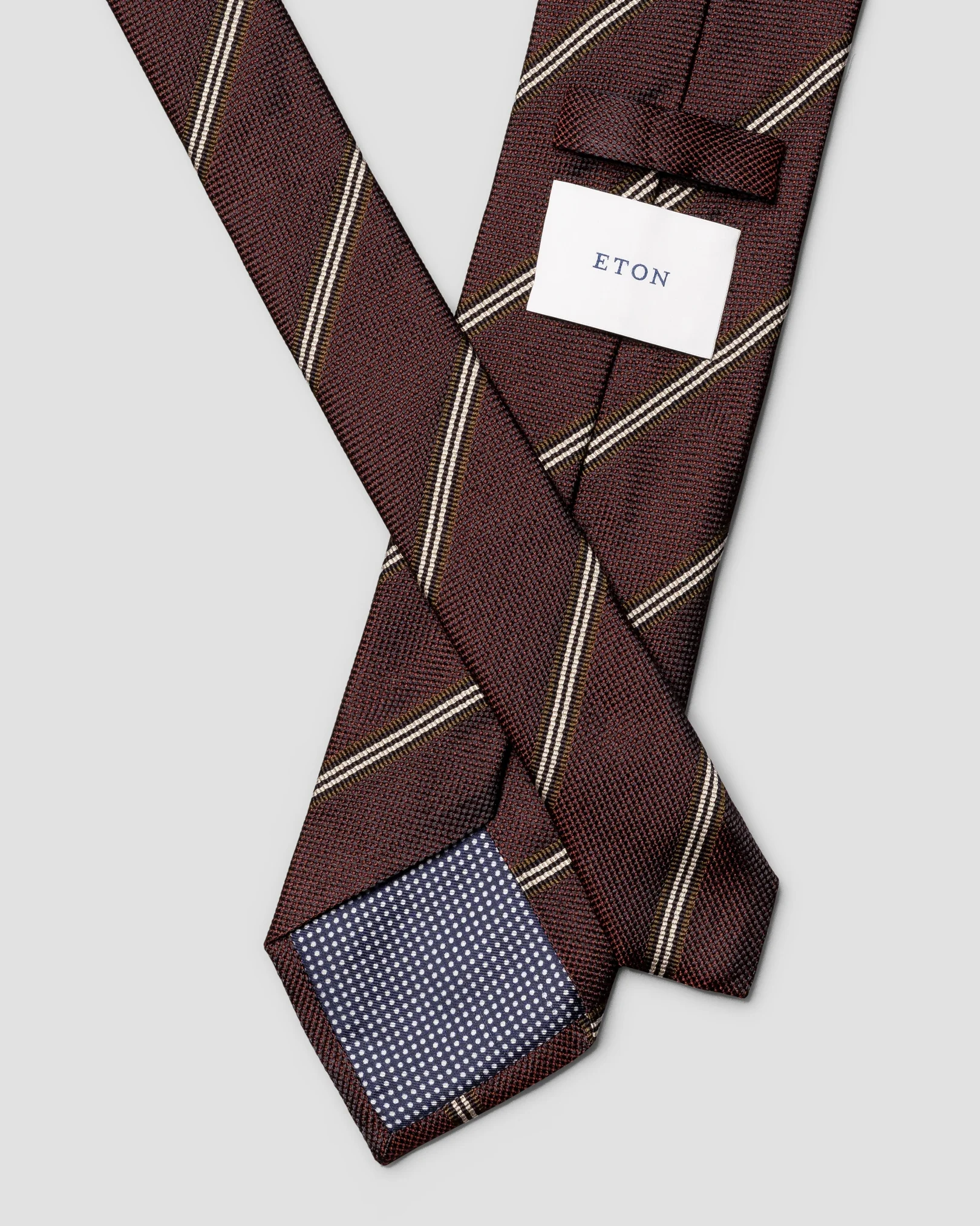 Eton - dark red striped woven silk tie 266