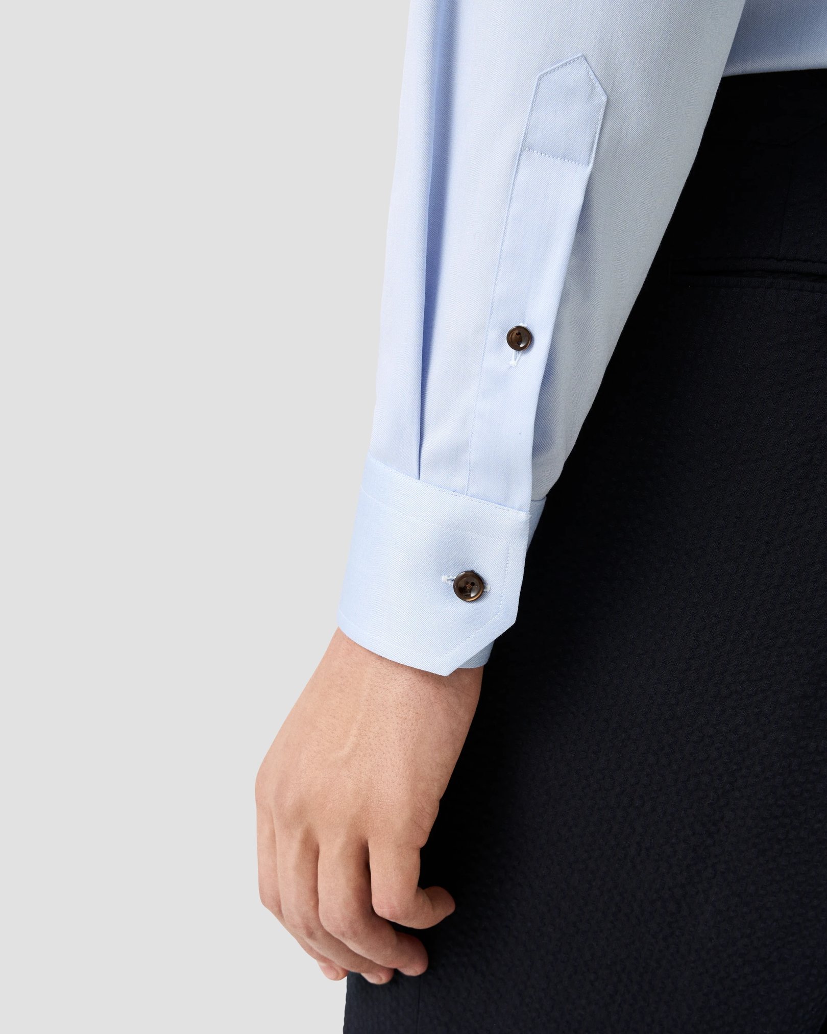 Eton - Chemise marron uni en twill signature à boutons