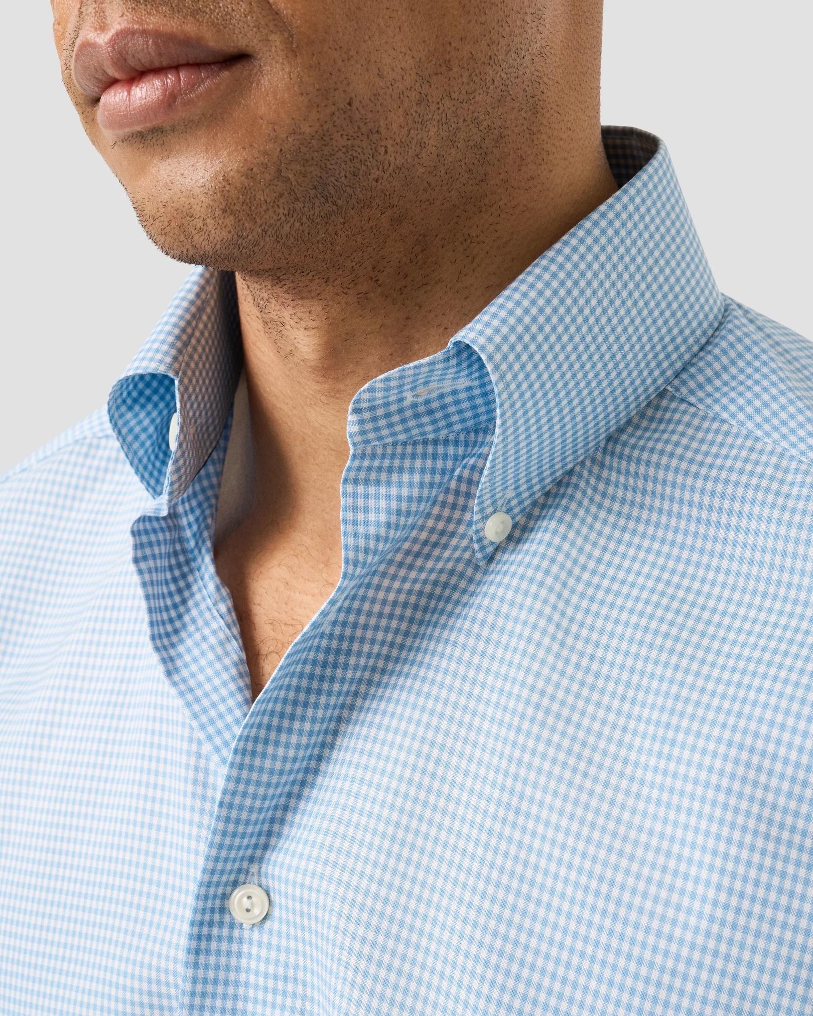 Eton - light blue check signature oxford shirt button down