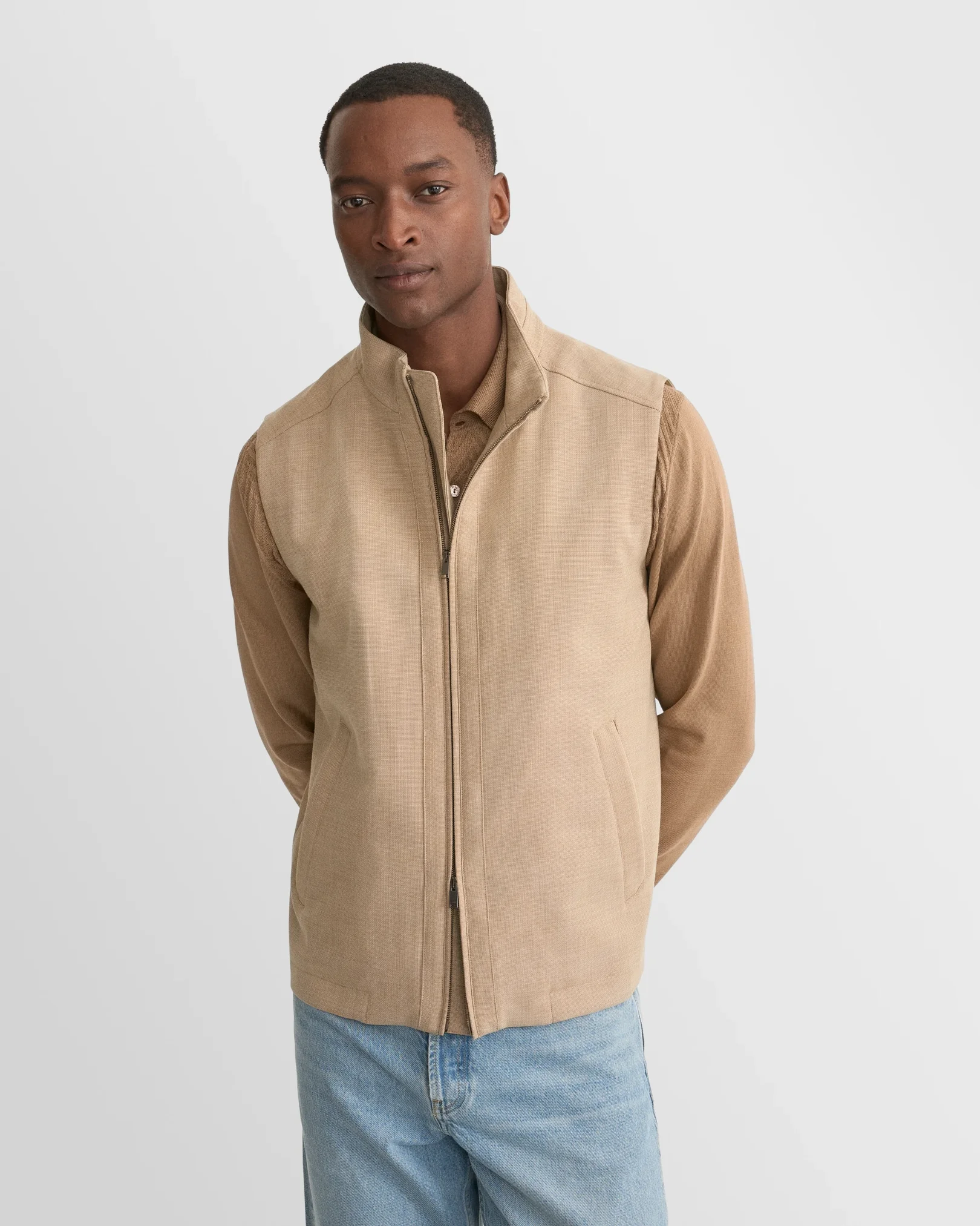 Eton - beige lana tech structure vest