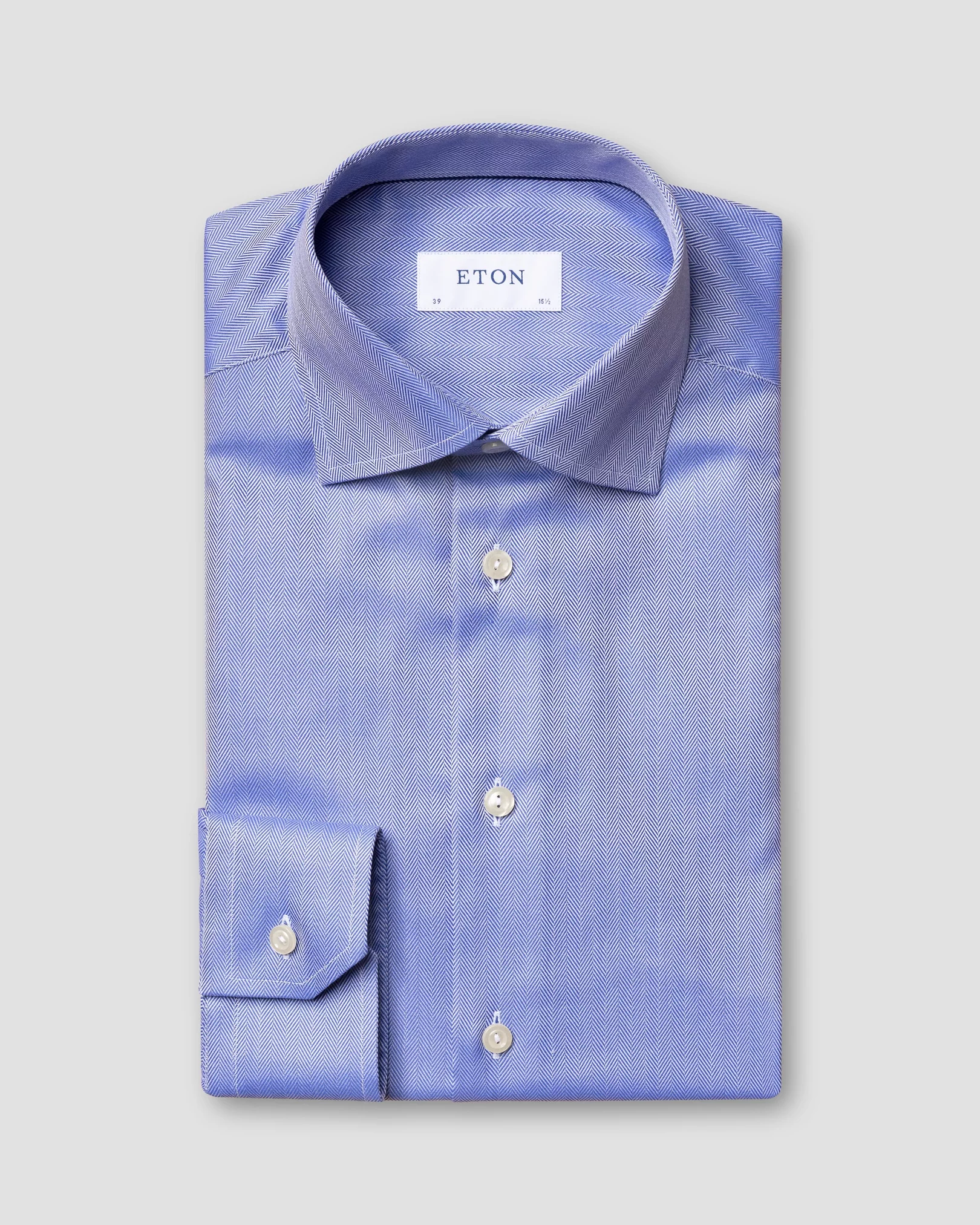 Eton - blue herringbone twill shirt