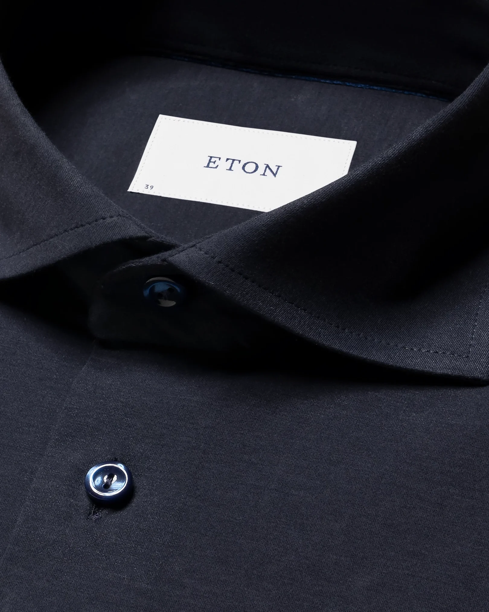 Navy blue Solid Cotton Four-Way Stretch Shirt
