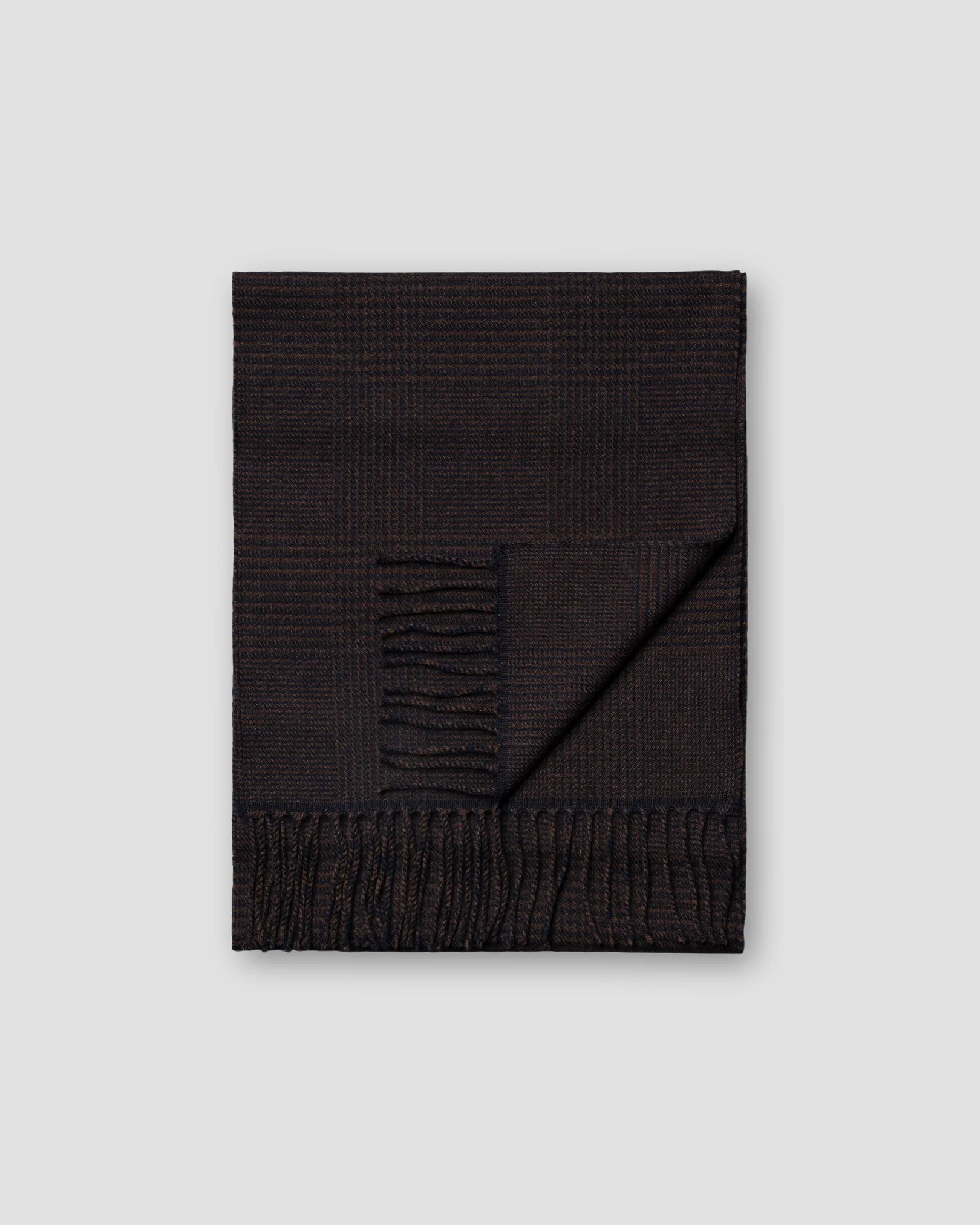 Eton - pow check merino wool scarf dark brown pow check merino wool scarf