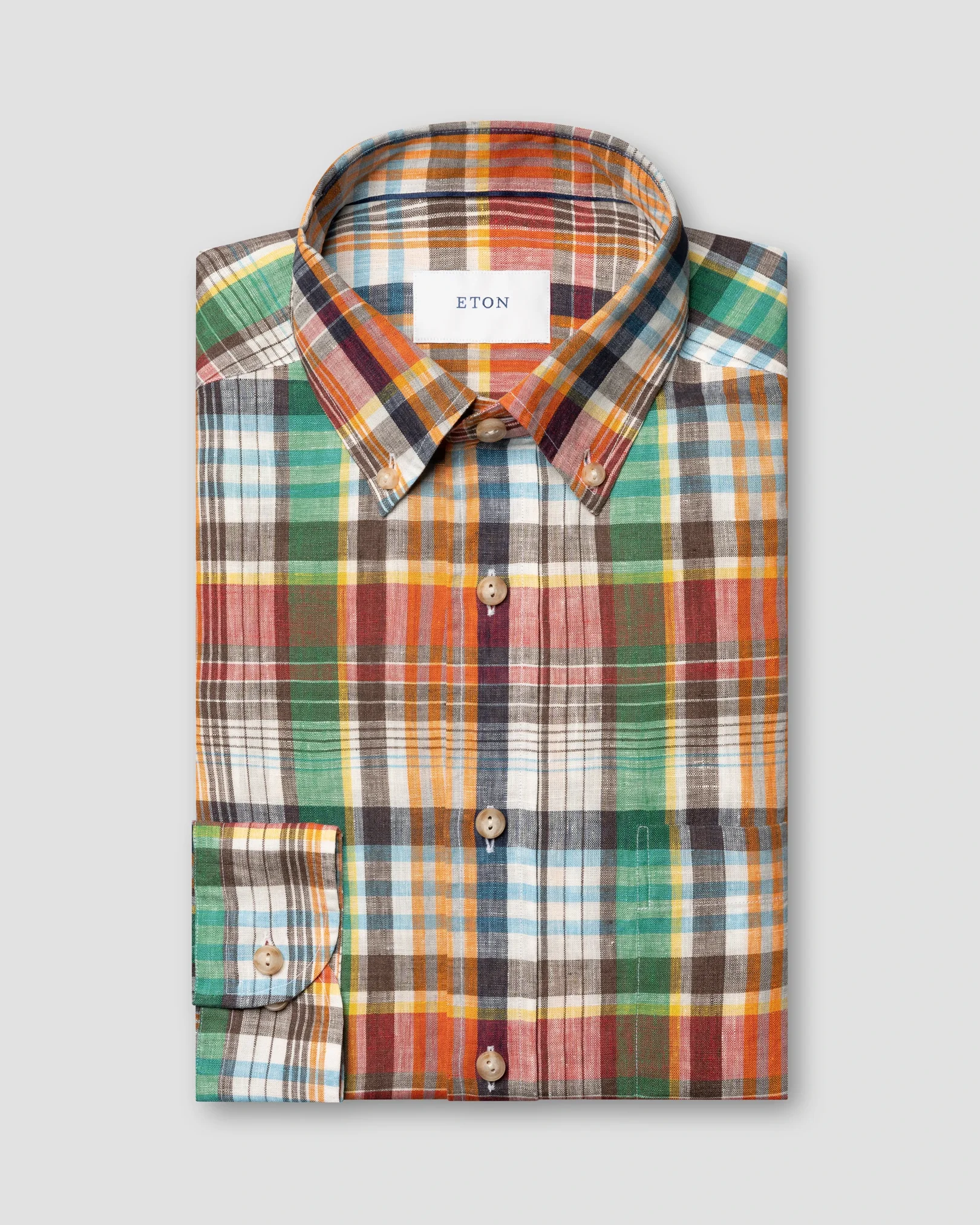 Eton - bold check linen shirt
