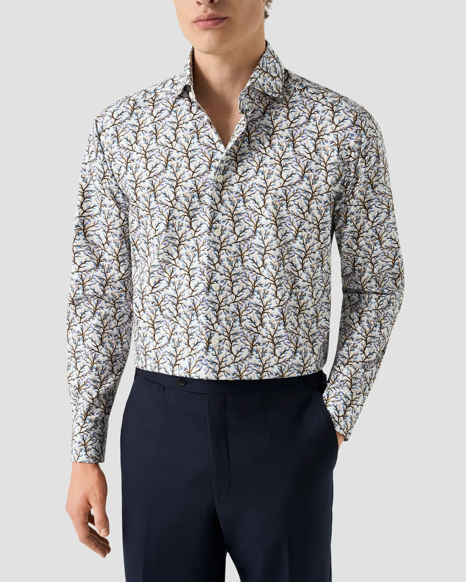 Eton - brown floral print shirt