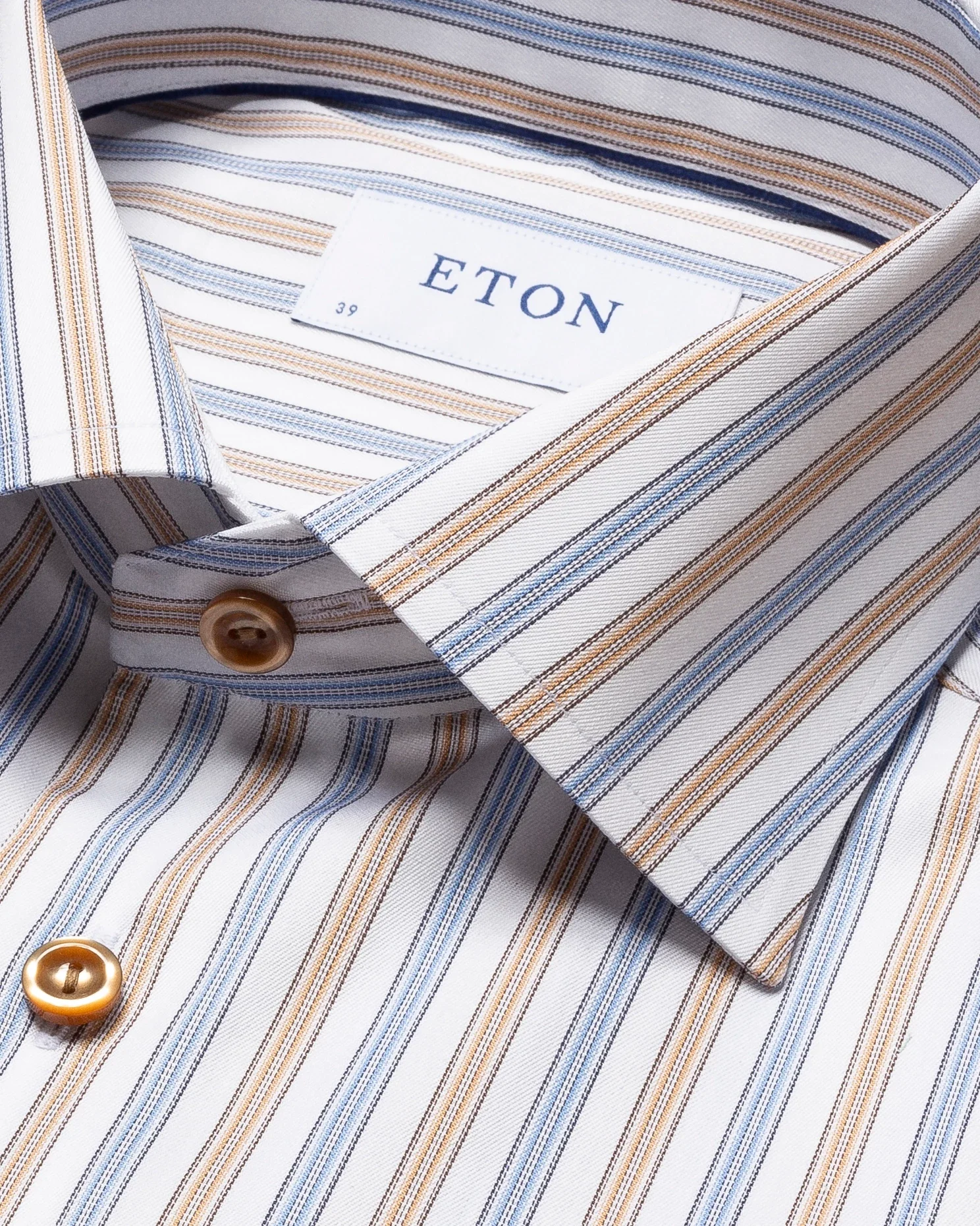 Eton - brown striped cotton lyocell stretch shirt