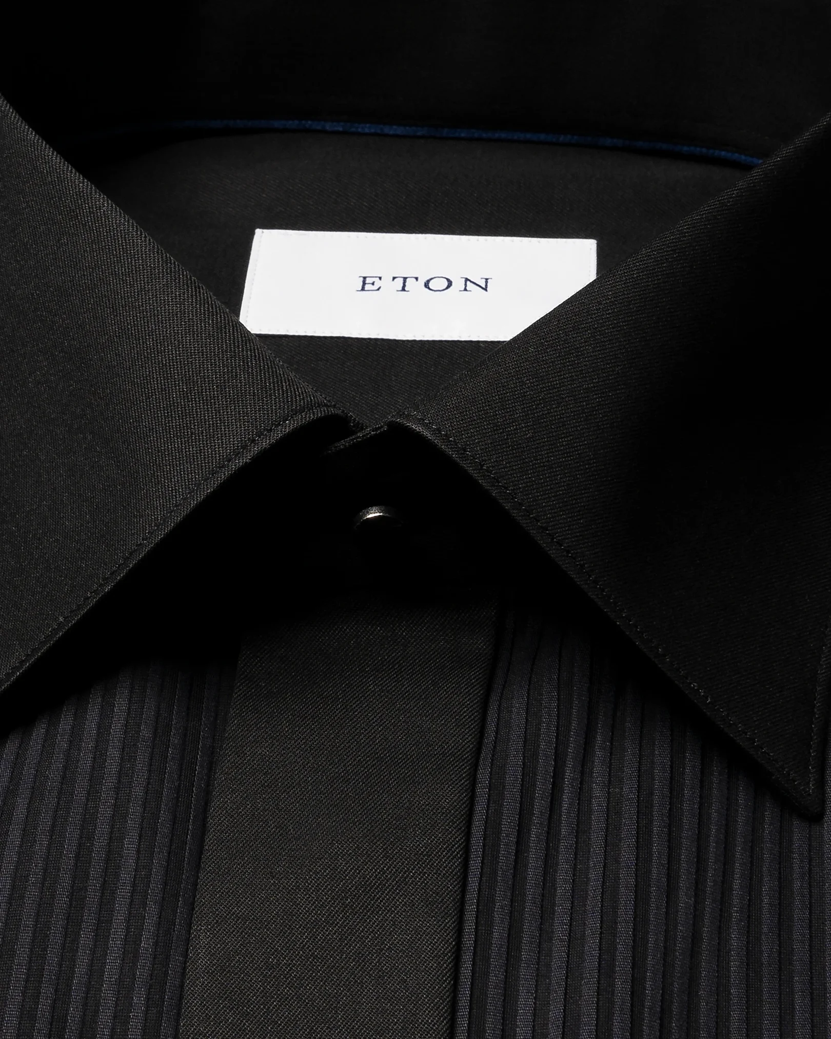 Eton - plisse bib front shirt black plisse bib front shirt