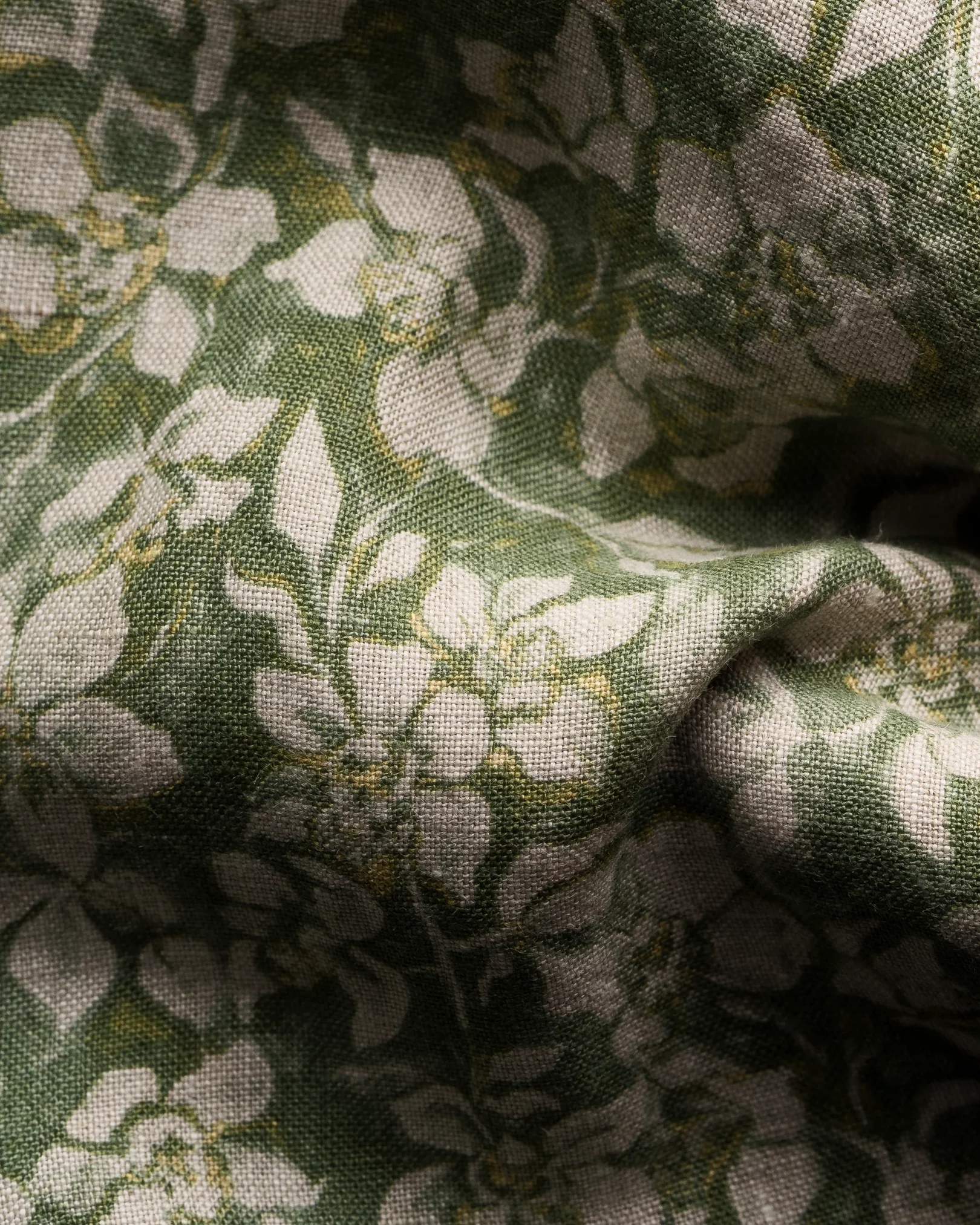 Green Floral Print Linen Shirt - Eton