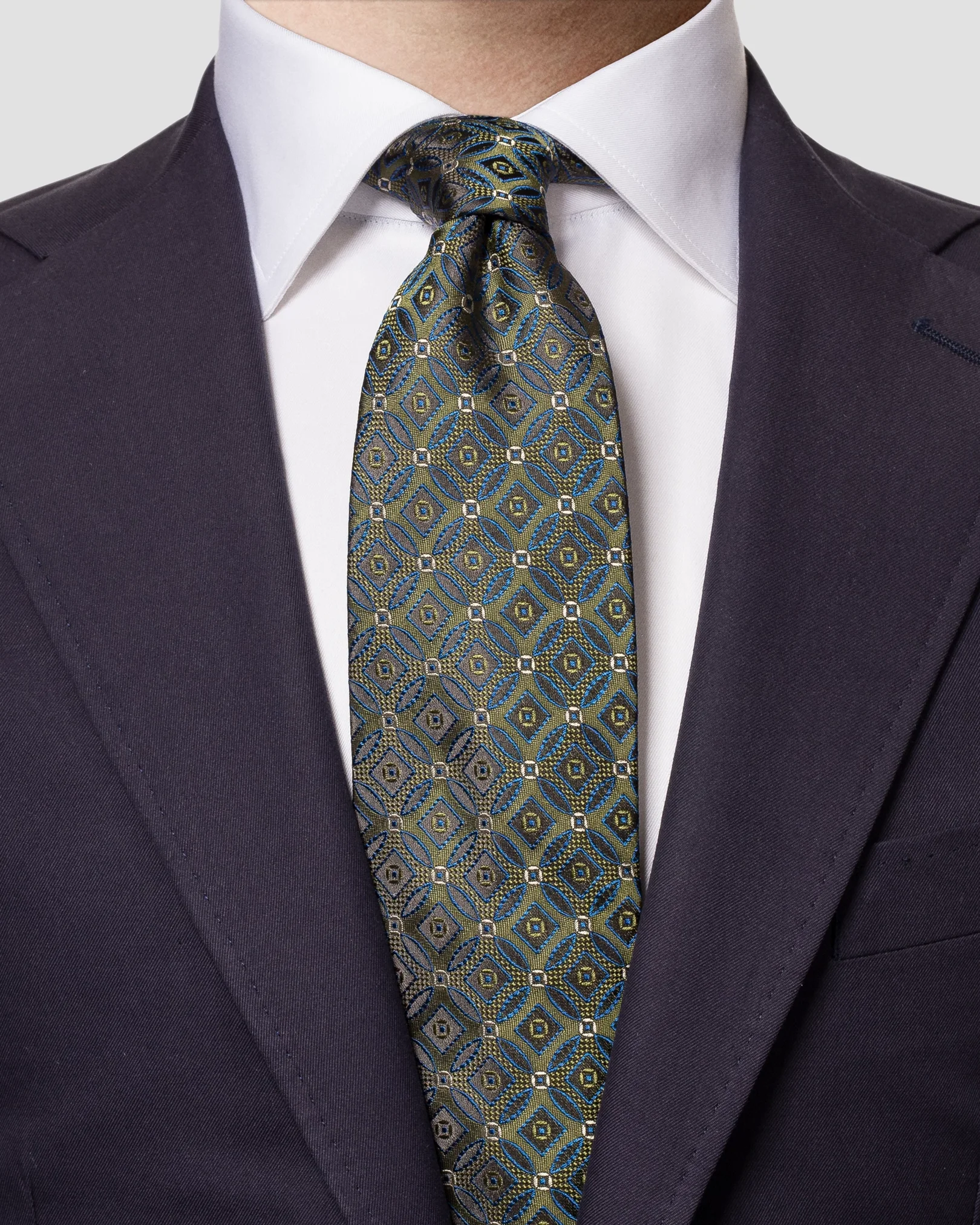 Eton - green geometric silk tie