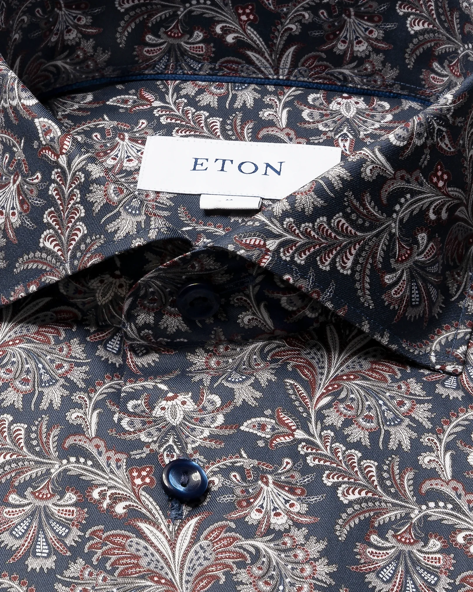 Eton - navy blue paisley twill shirt