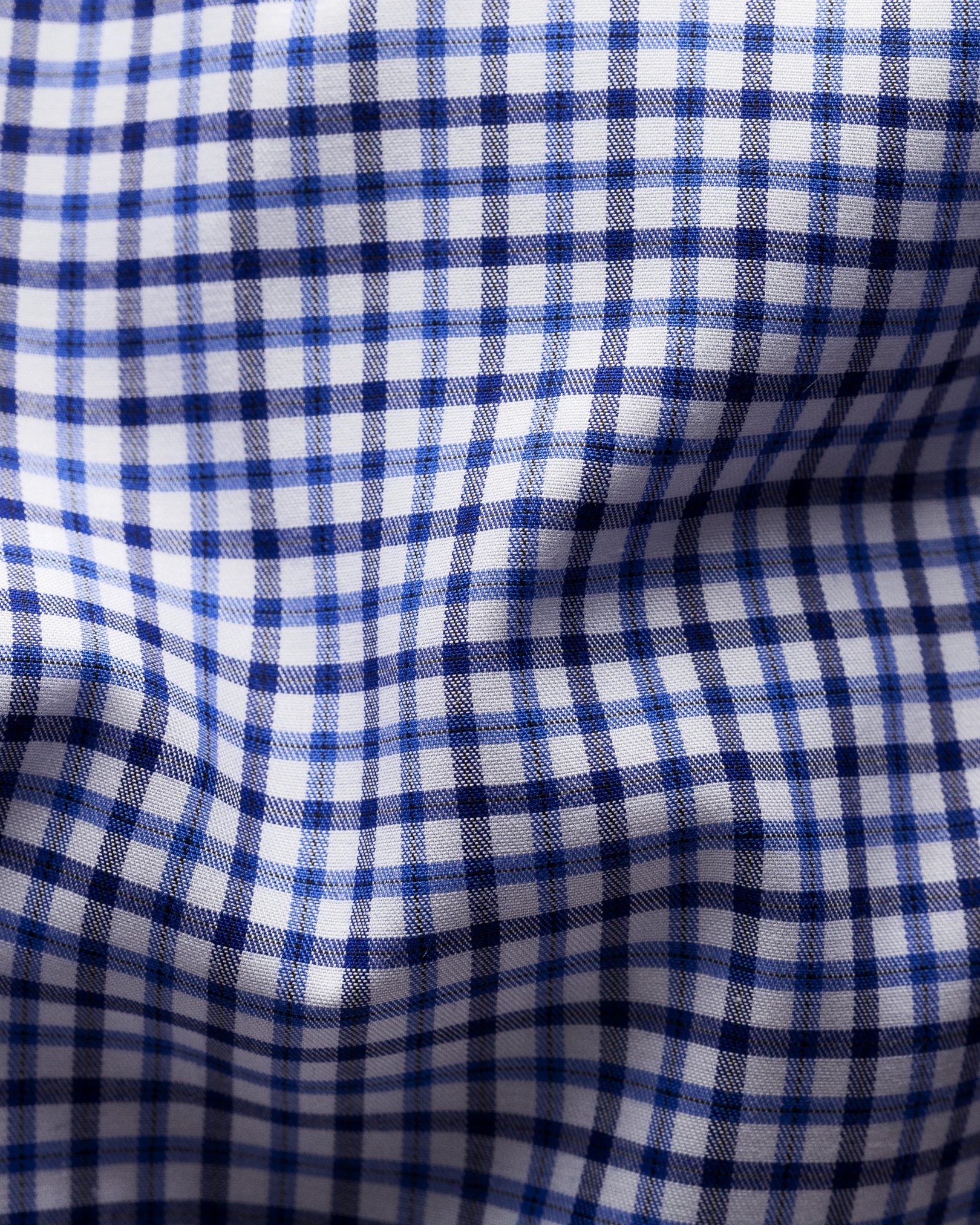 Eton - blue check twill shirt