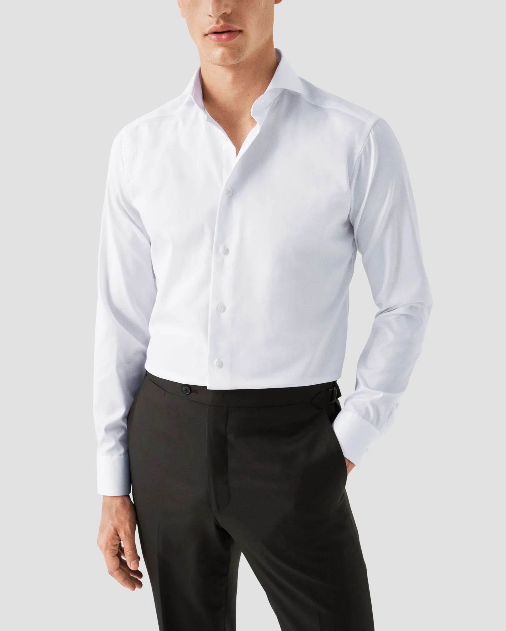 Eton - Chemise blanche en twill signature – Col cutaway ouvert