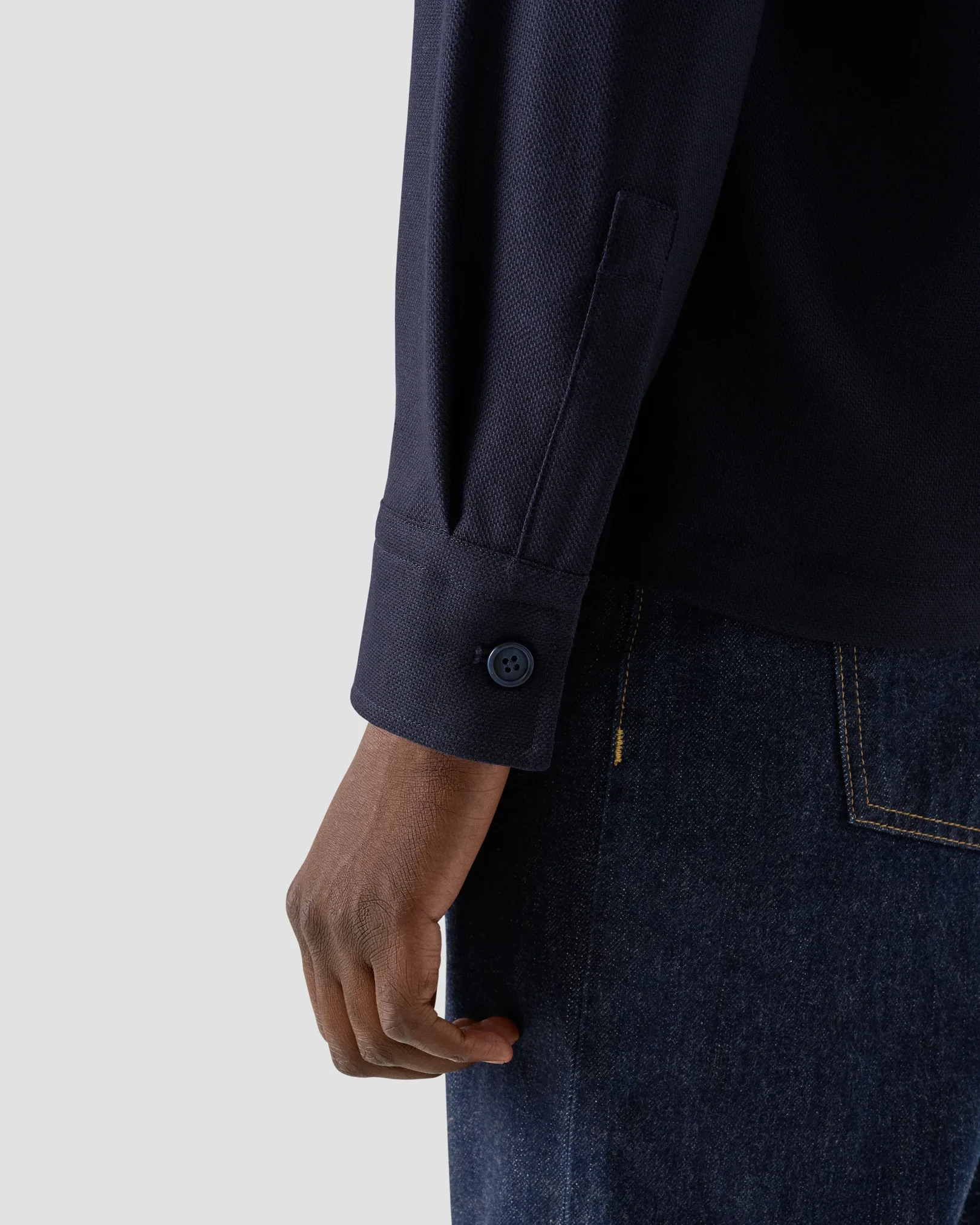 Eton - navy blue four pocket wool cashmere overshirt 258