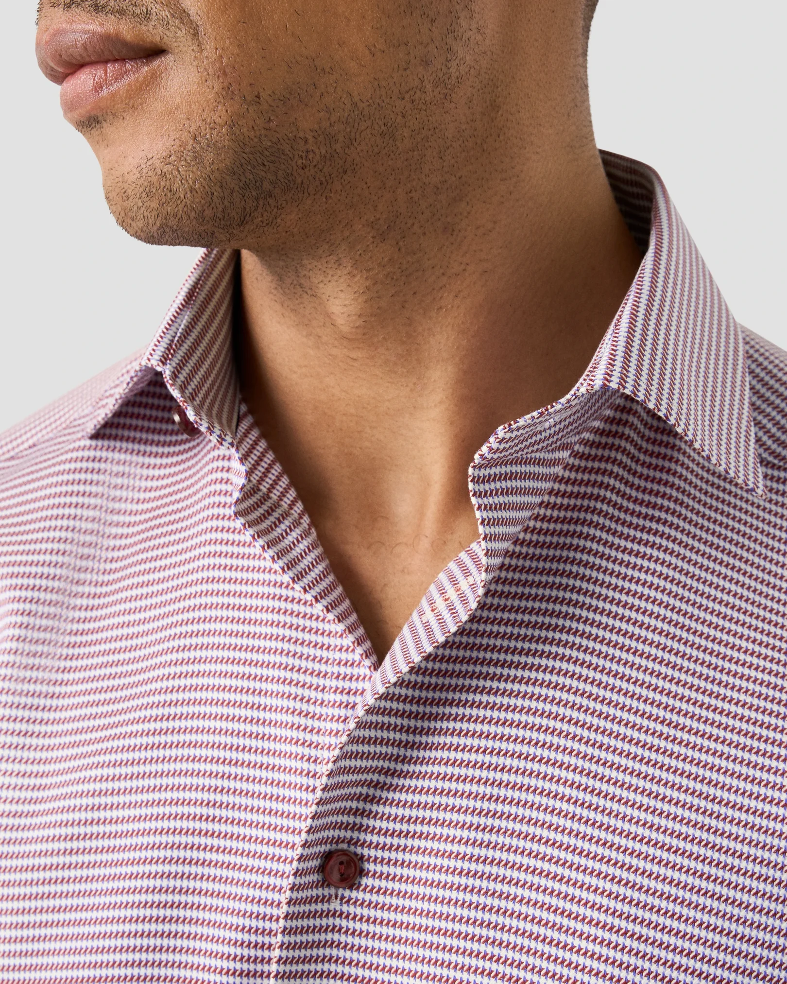 Eton - checked red twill shirt