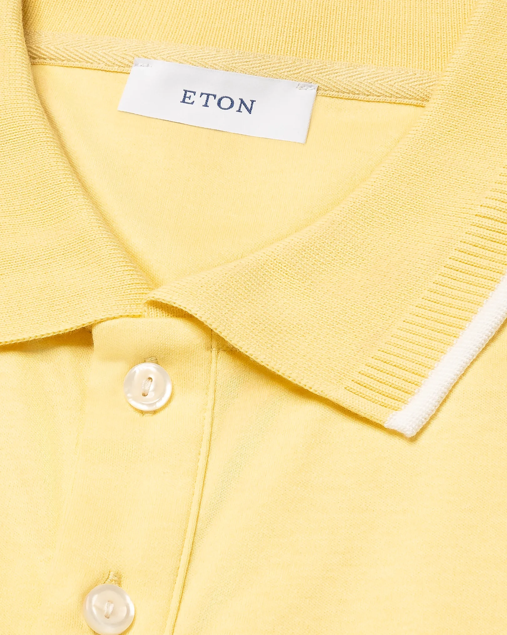 Eton - yellow cotton interlock polo shirt