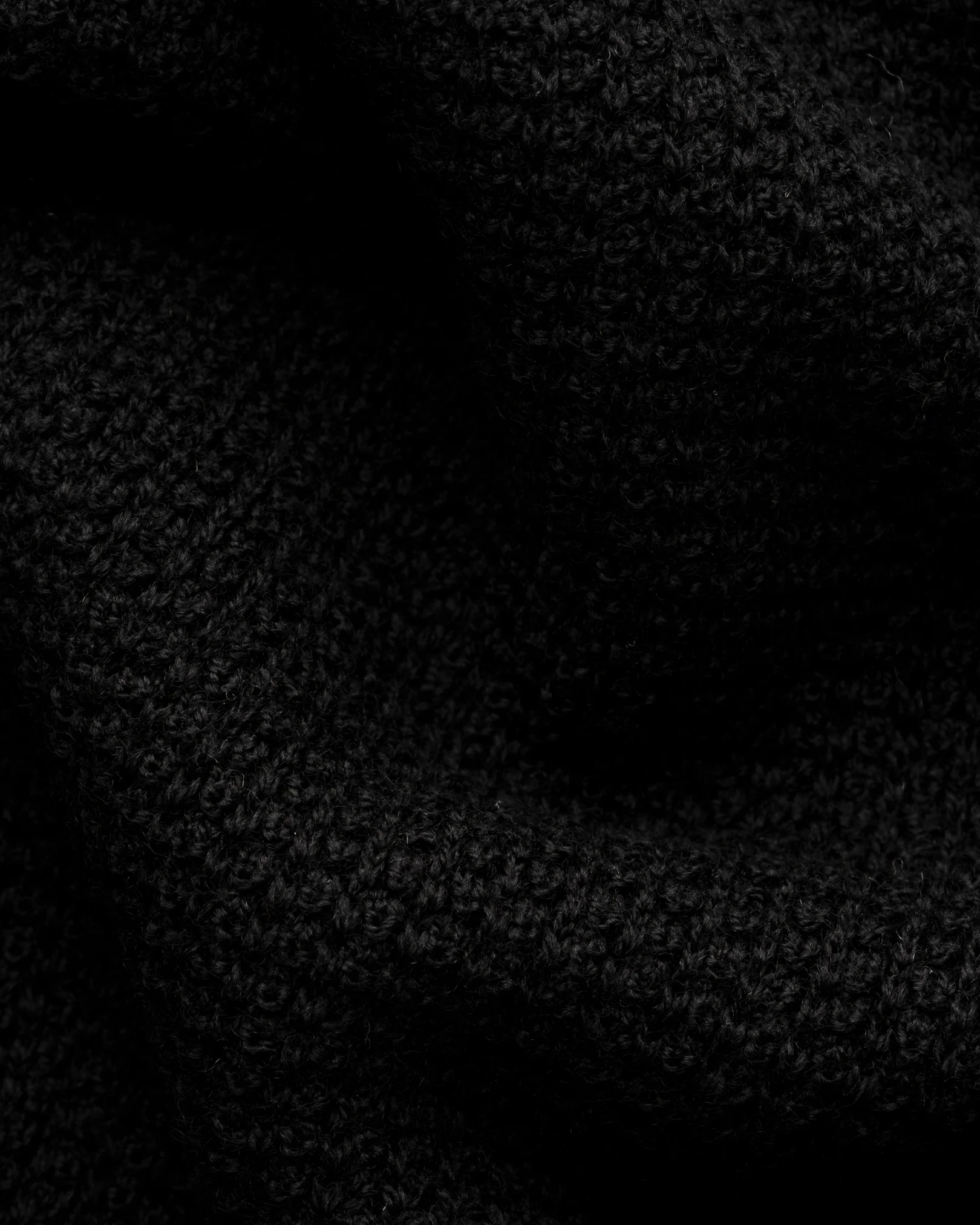 Eton - black merino structure ls polo shirt