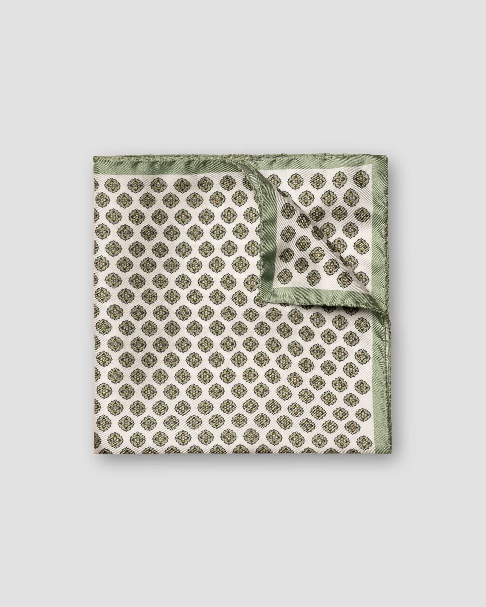 Eton - mid green geometric printed pocket square
