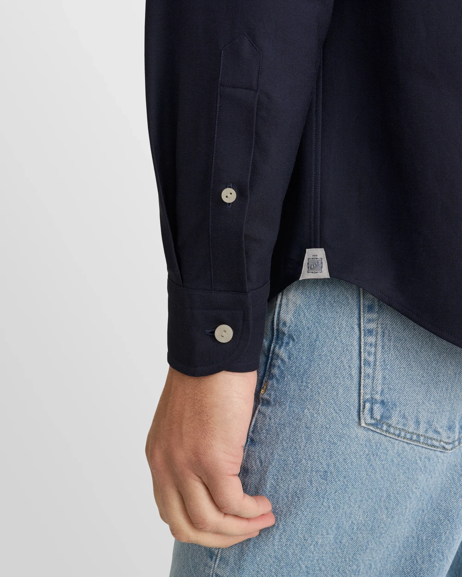 Eton - navy blue solid oxford shirt