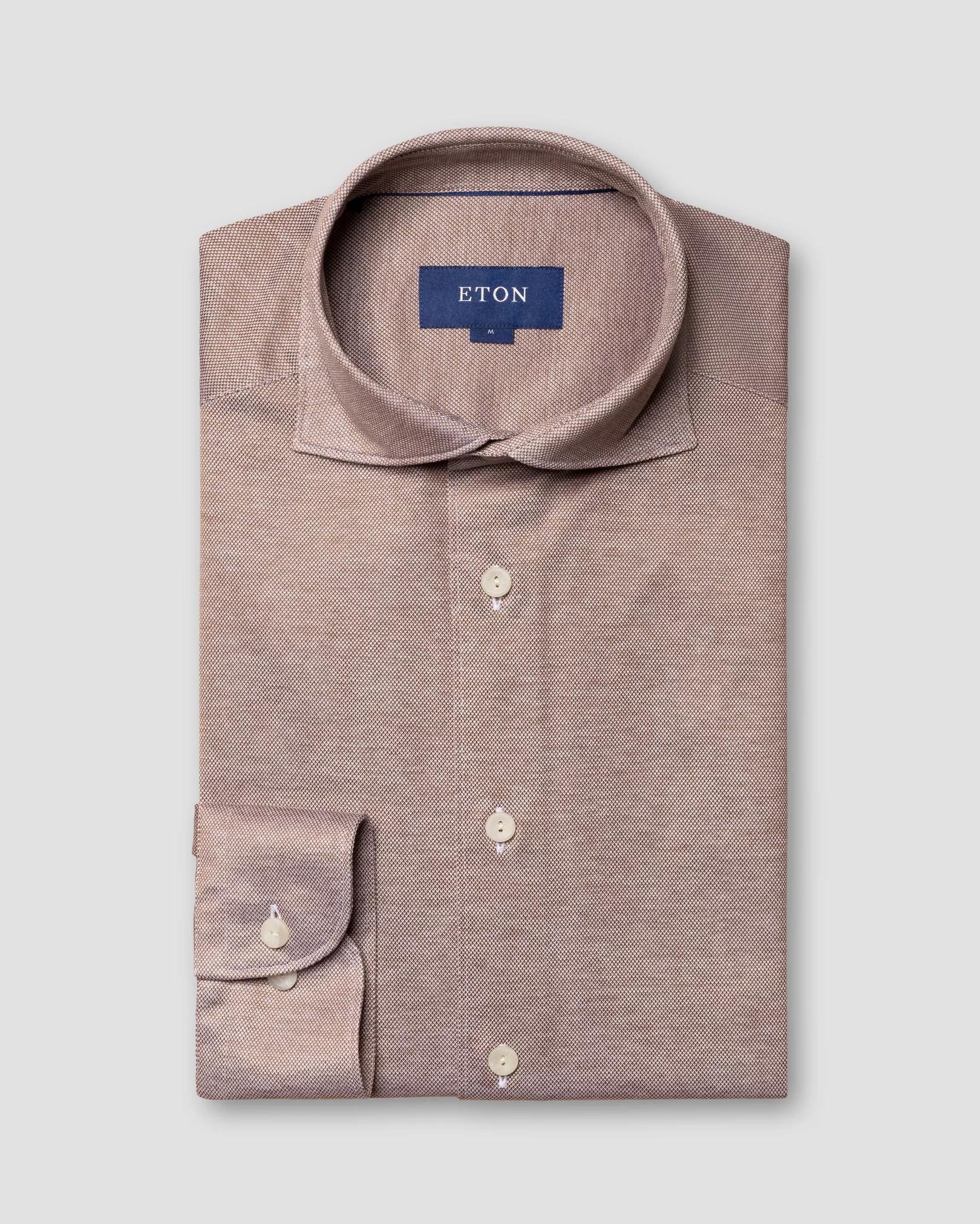 Eton - brown oxford pique shirt