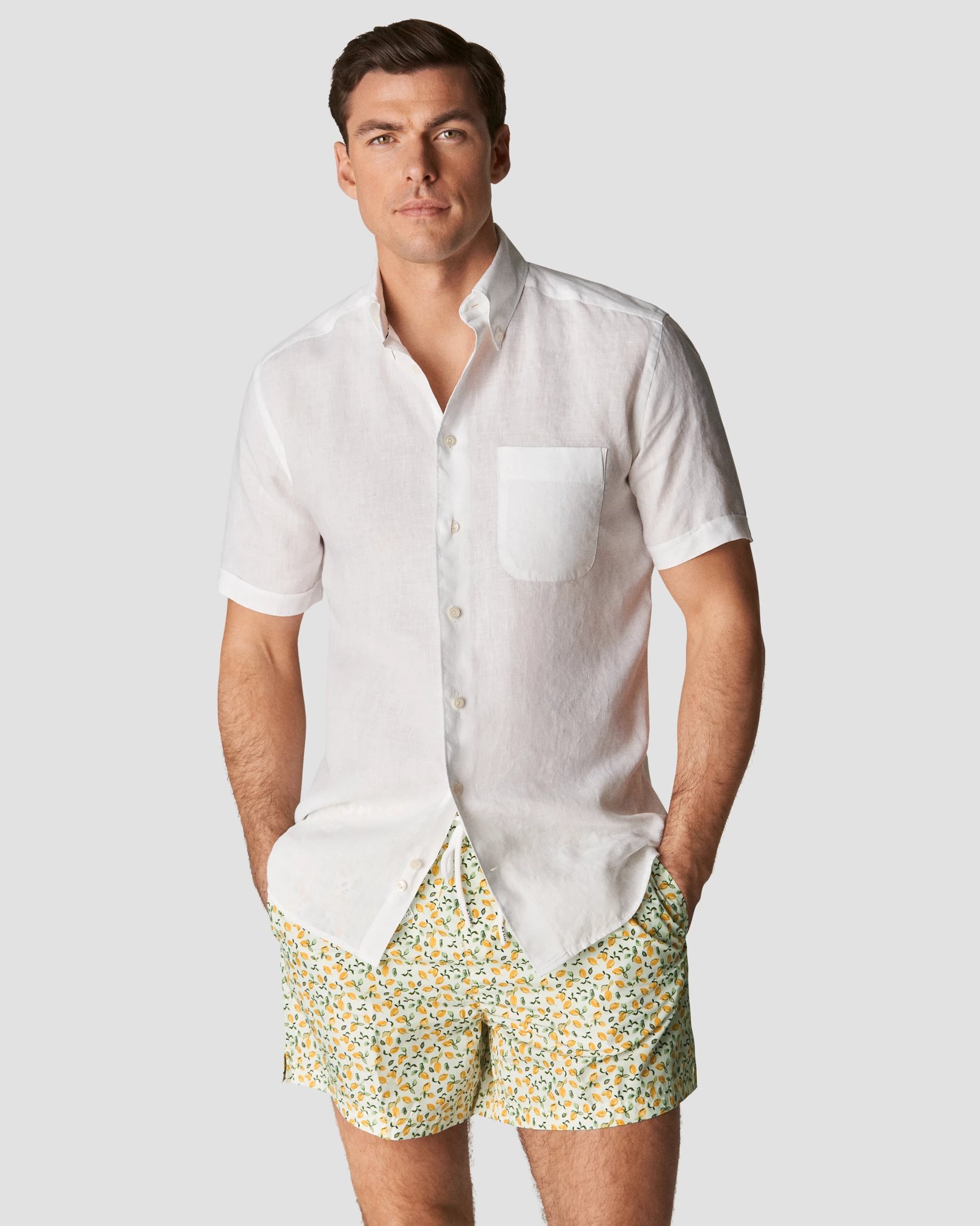 Eton - lemon print swim trunks