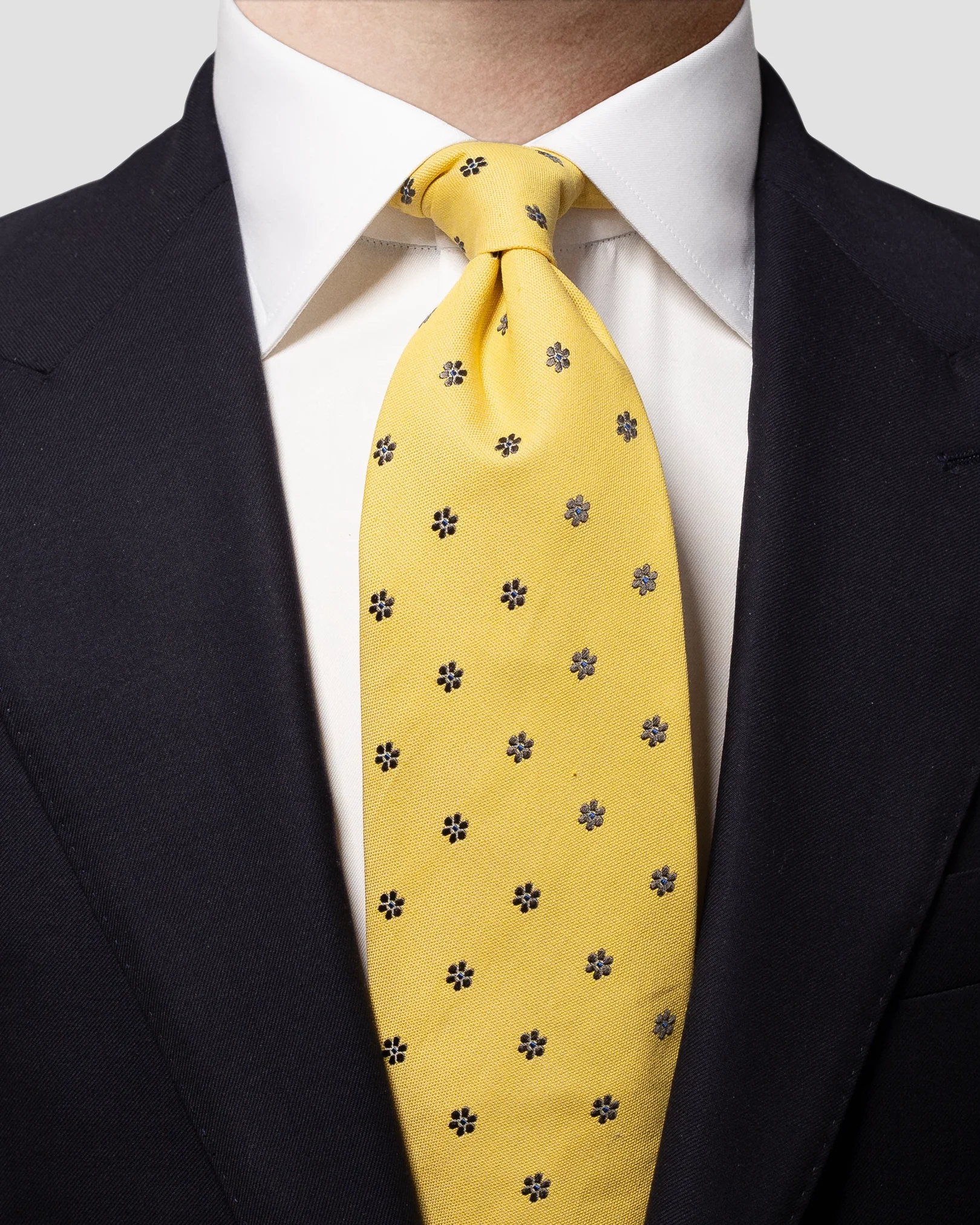 Eton - yellow cotton silk tie