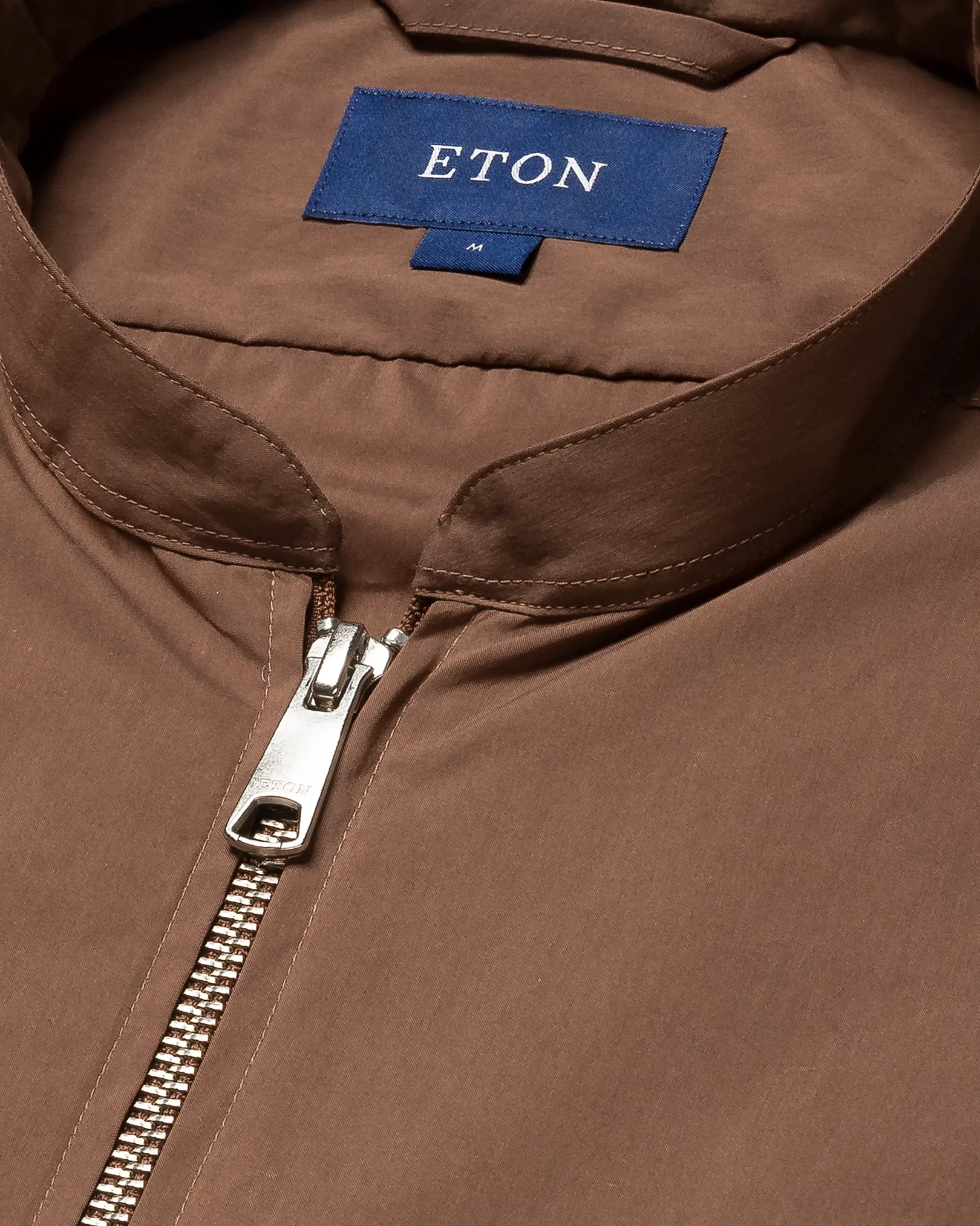 Eton - beige cotton and nylon stand collar low sleeve less vest ss