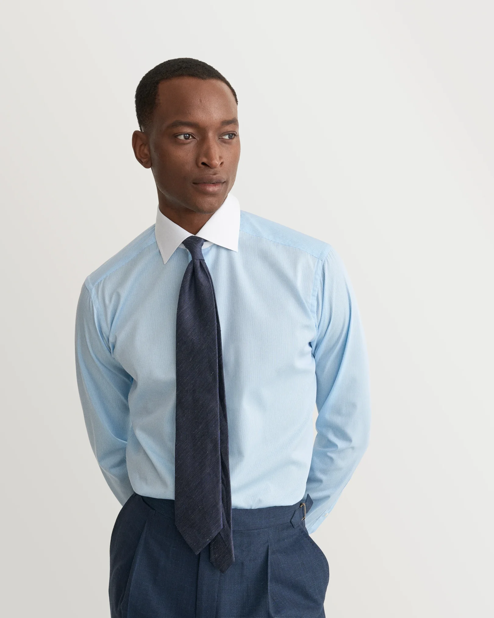 Eton - Striped White Collar Fine Twill Shirt