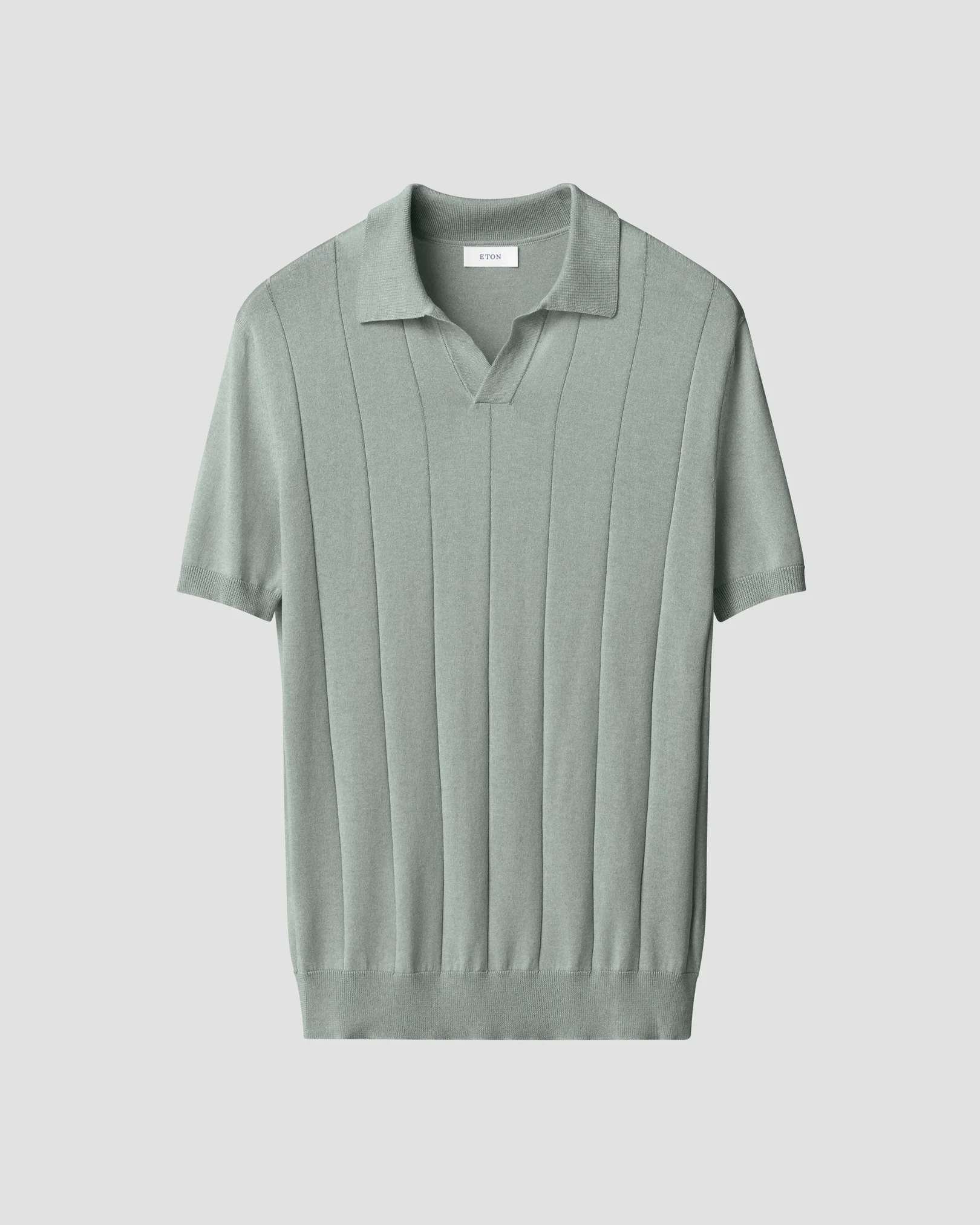 Eton - Cotton & Silk Open Collar Fine Knit Polo Shirt