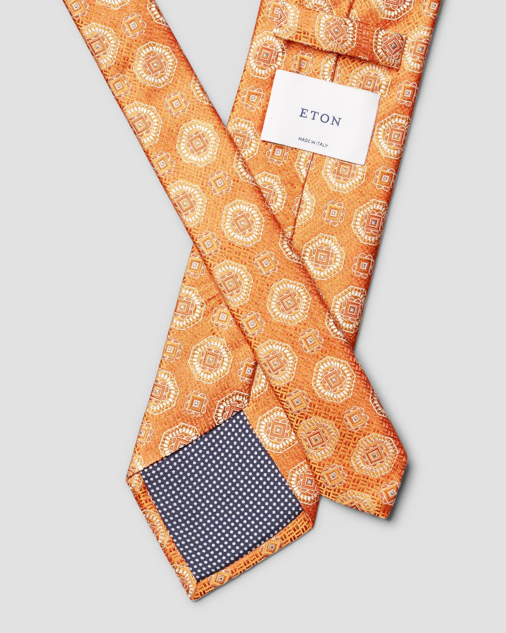 Eton - orange medallion woven silk tie