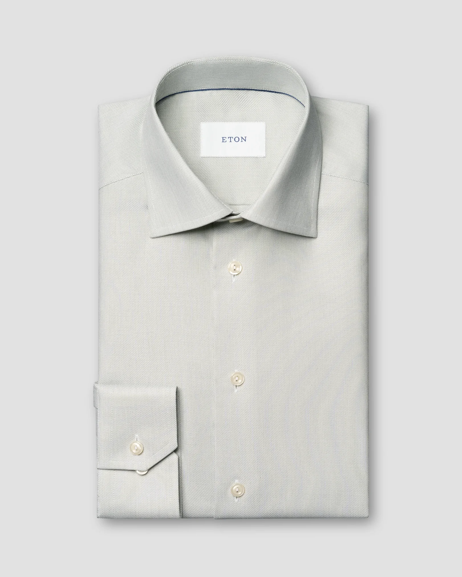 Eton - light green melange semi solid fine twill shirt