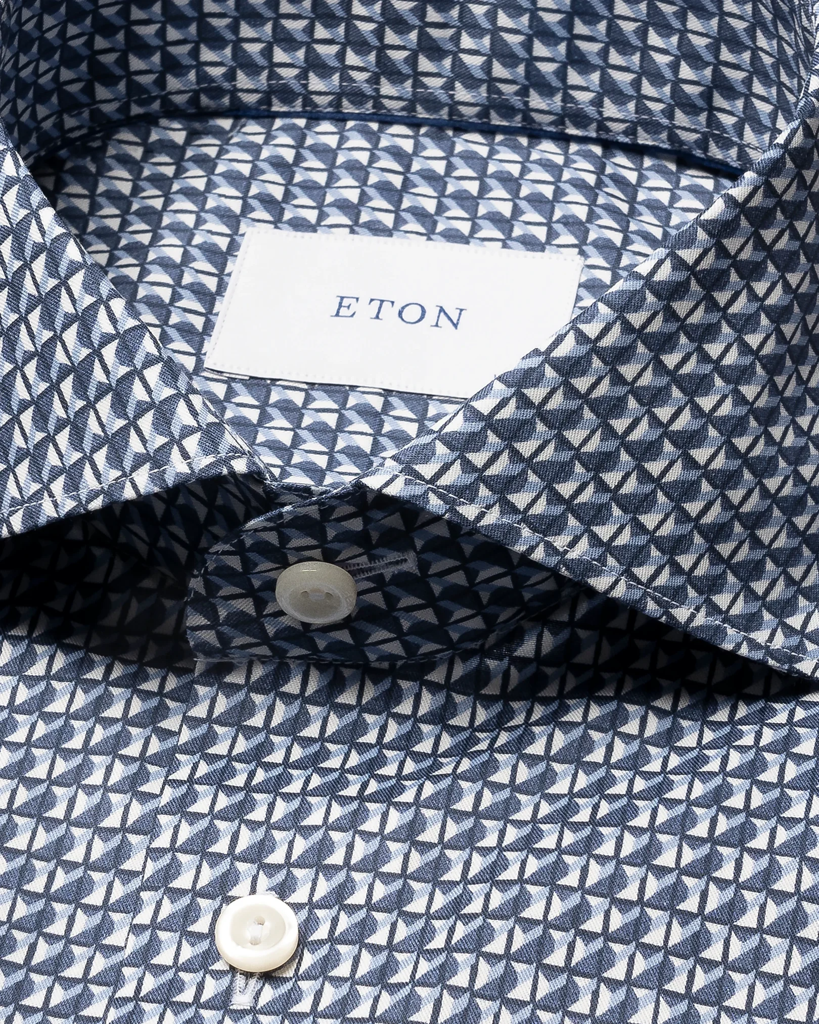 Eton - dark blue geometric signature twill shirt wide spread 266